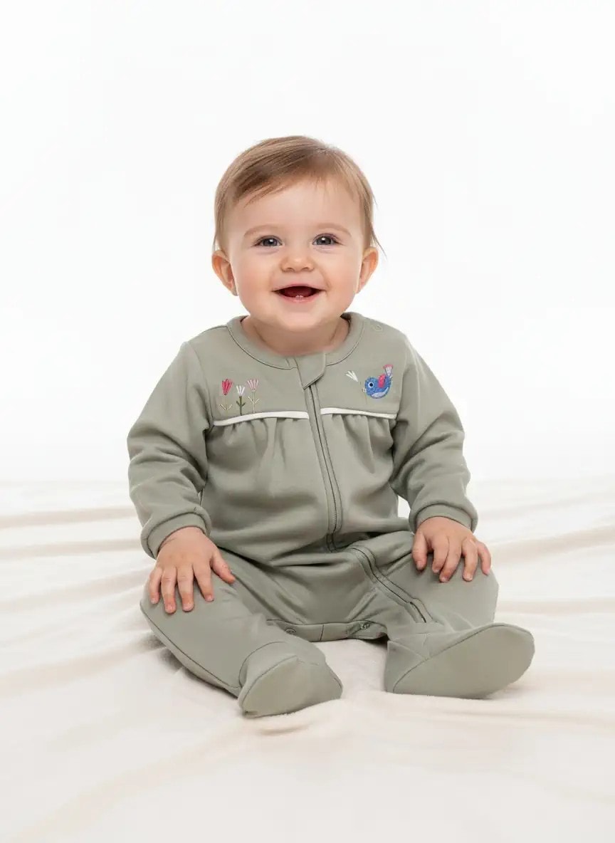 Organic Pale Mauve Baby Girl Romper