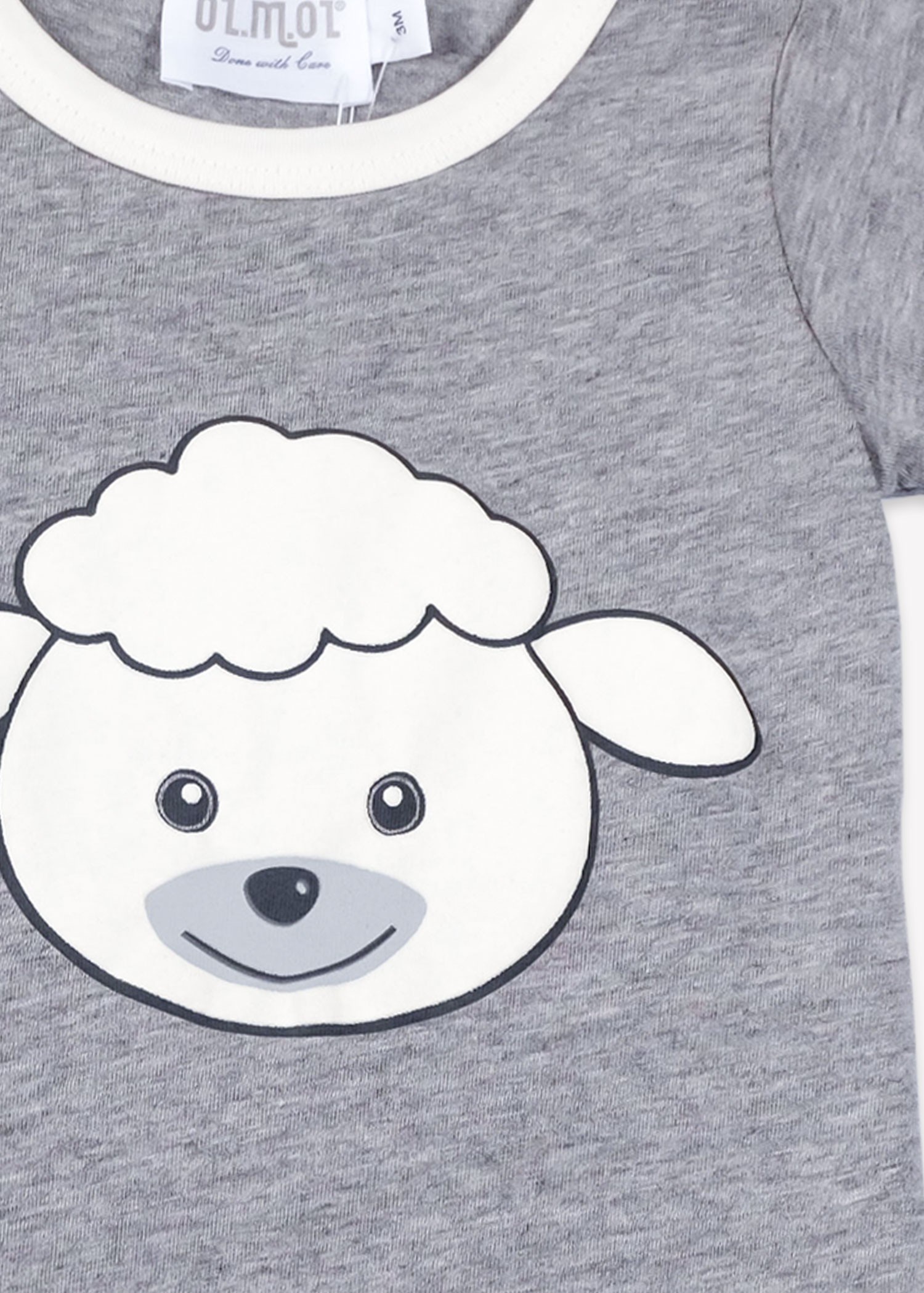 Organic Embossed Lamb Printed Gray Summer Unisex Tshirt