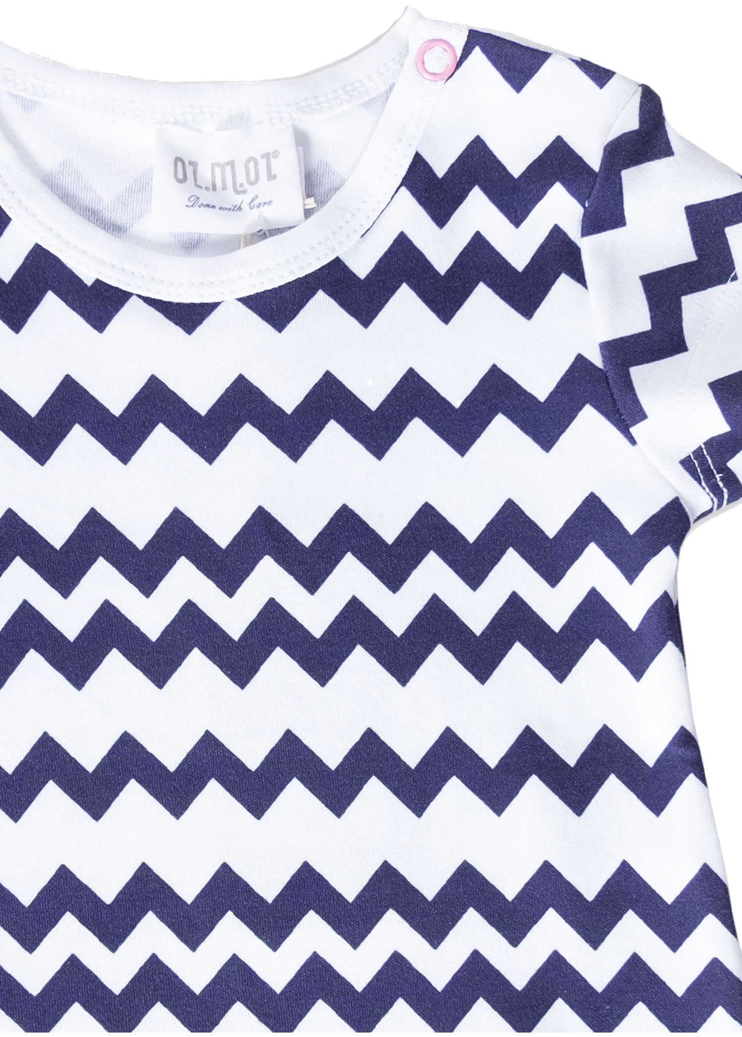 Organic Zigzag Pattern Navy Blue Summer Baby Girl Tshirt