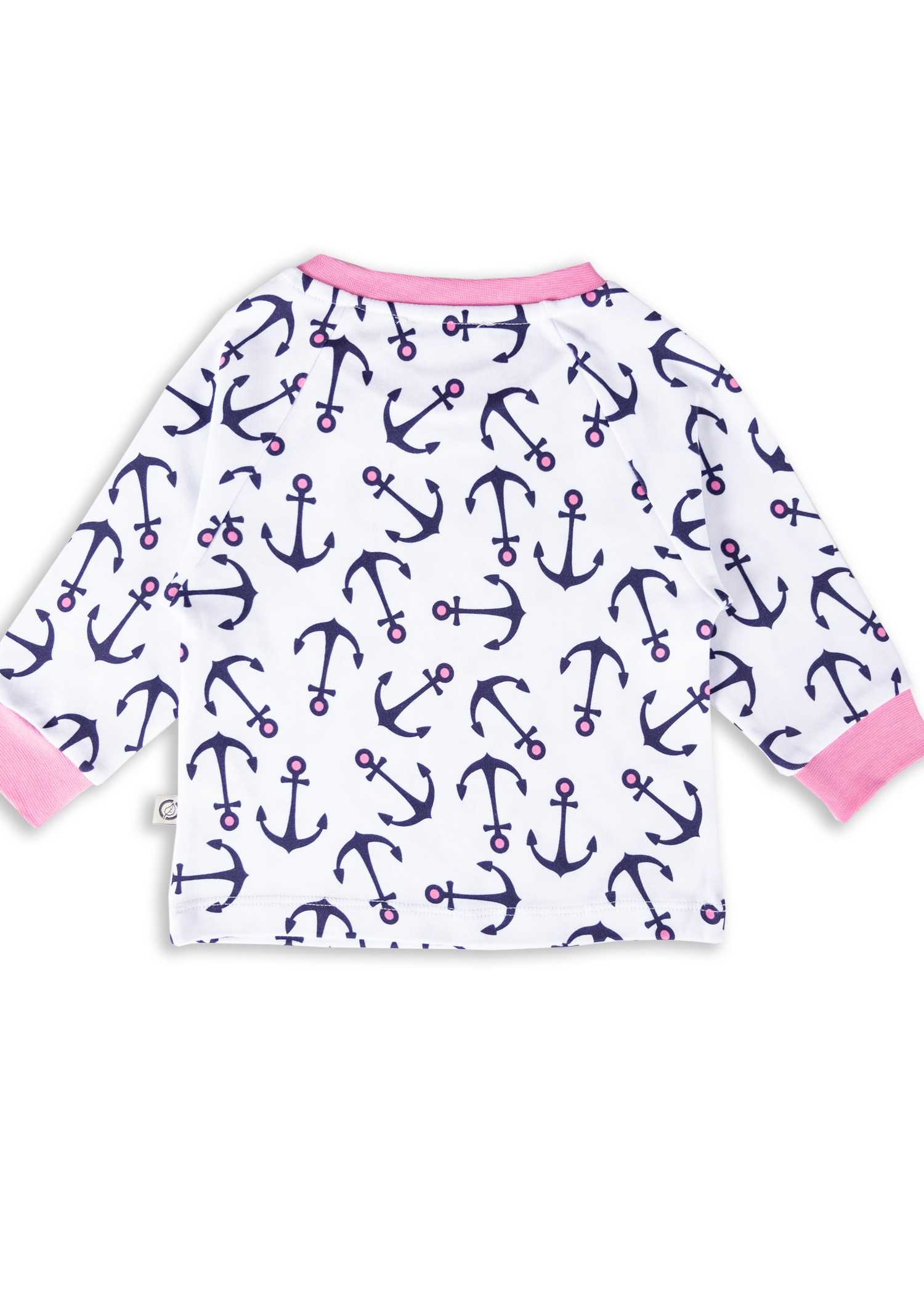 Organic Anchor Patterned Pink Spring Baby Girl Pajama Set