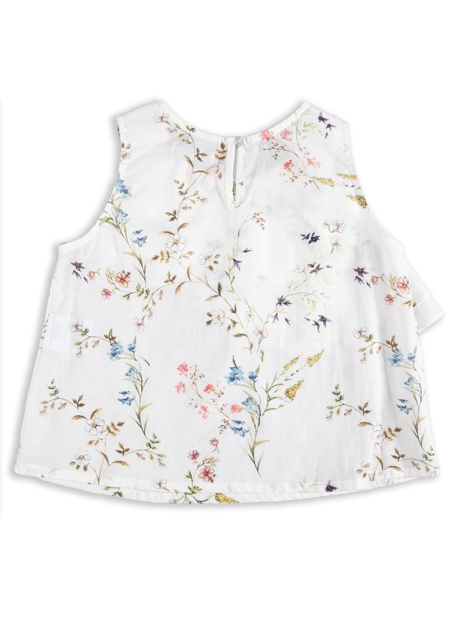 Organic Floral Flounce Ecru Summer Little Girl's Blouse