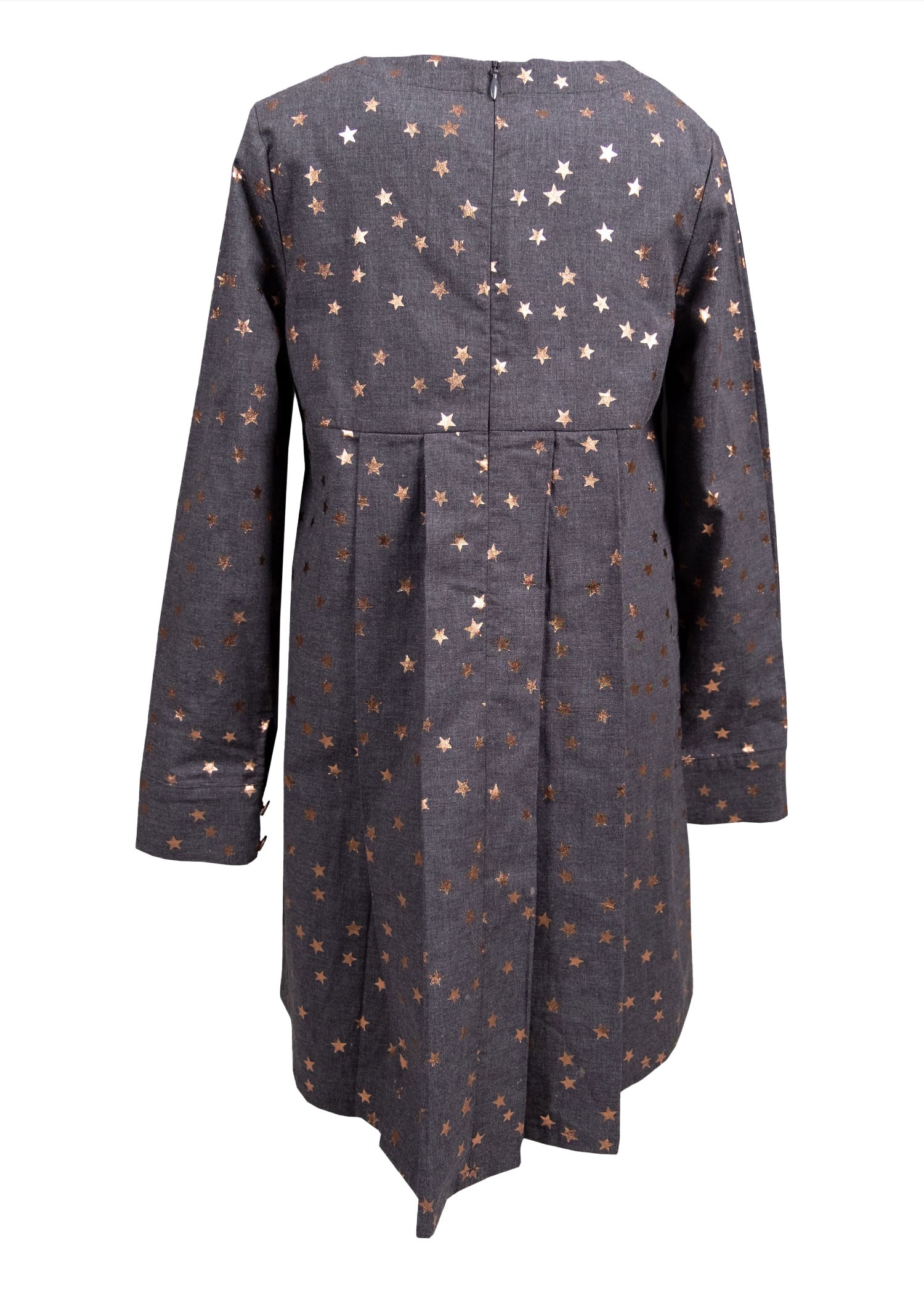 100% Cotton Gilded Printed Anthracite Winter Girl's Dress