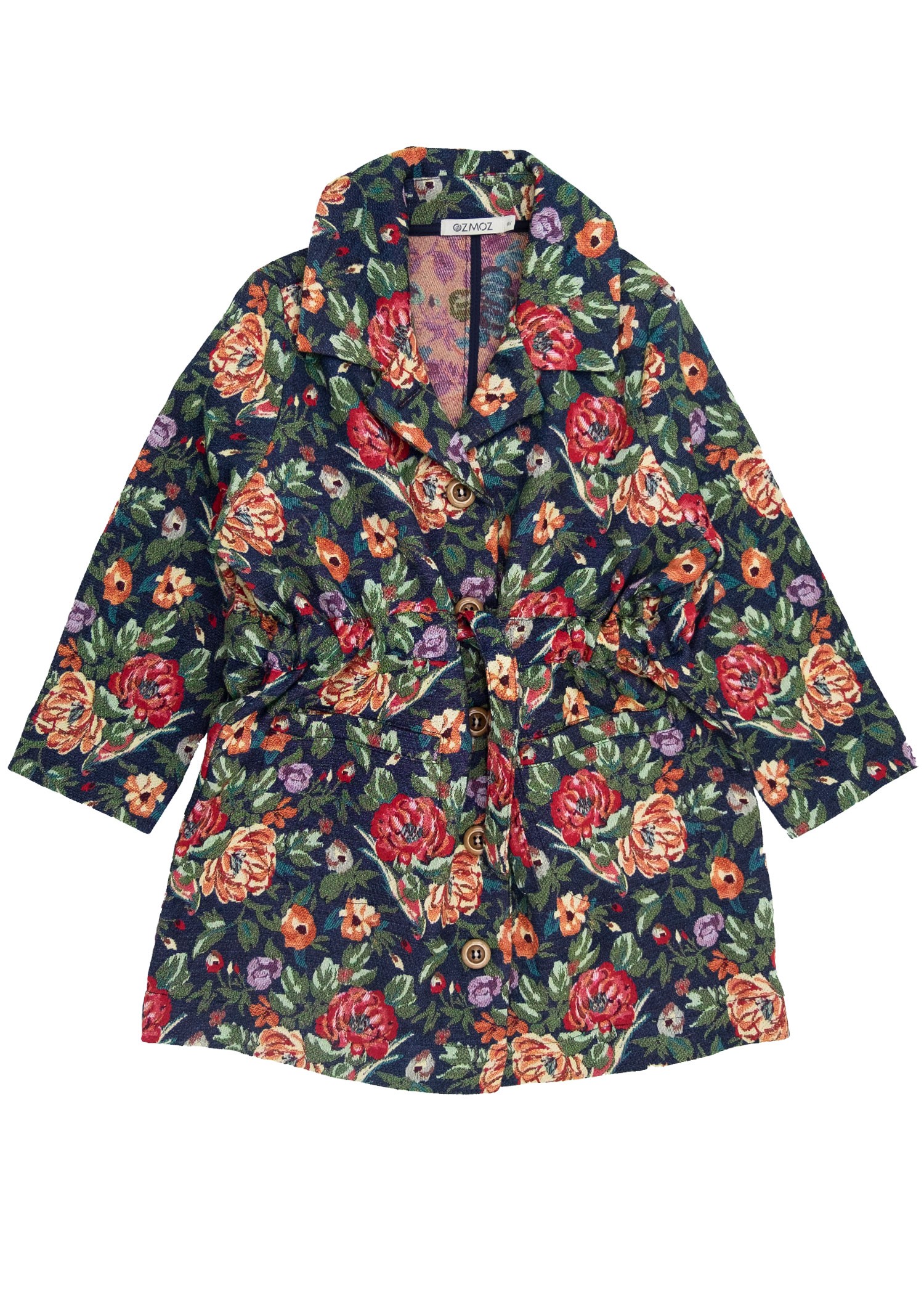 Jacquard Floral Winter Girls' Long Coat