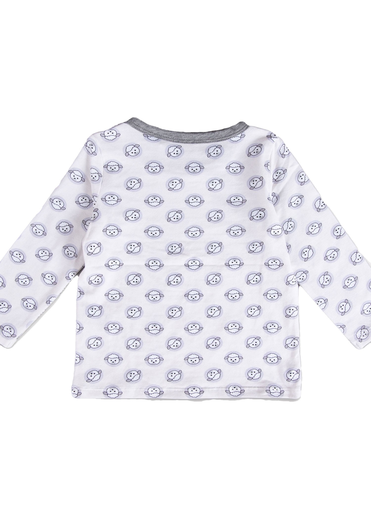 Organic Lamb Printed Long Sleeve Gray Spring Unisex Baby Top