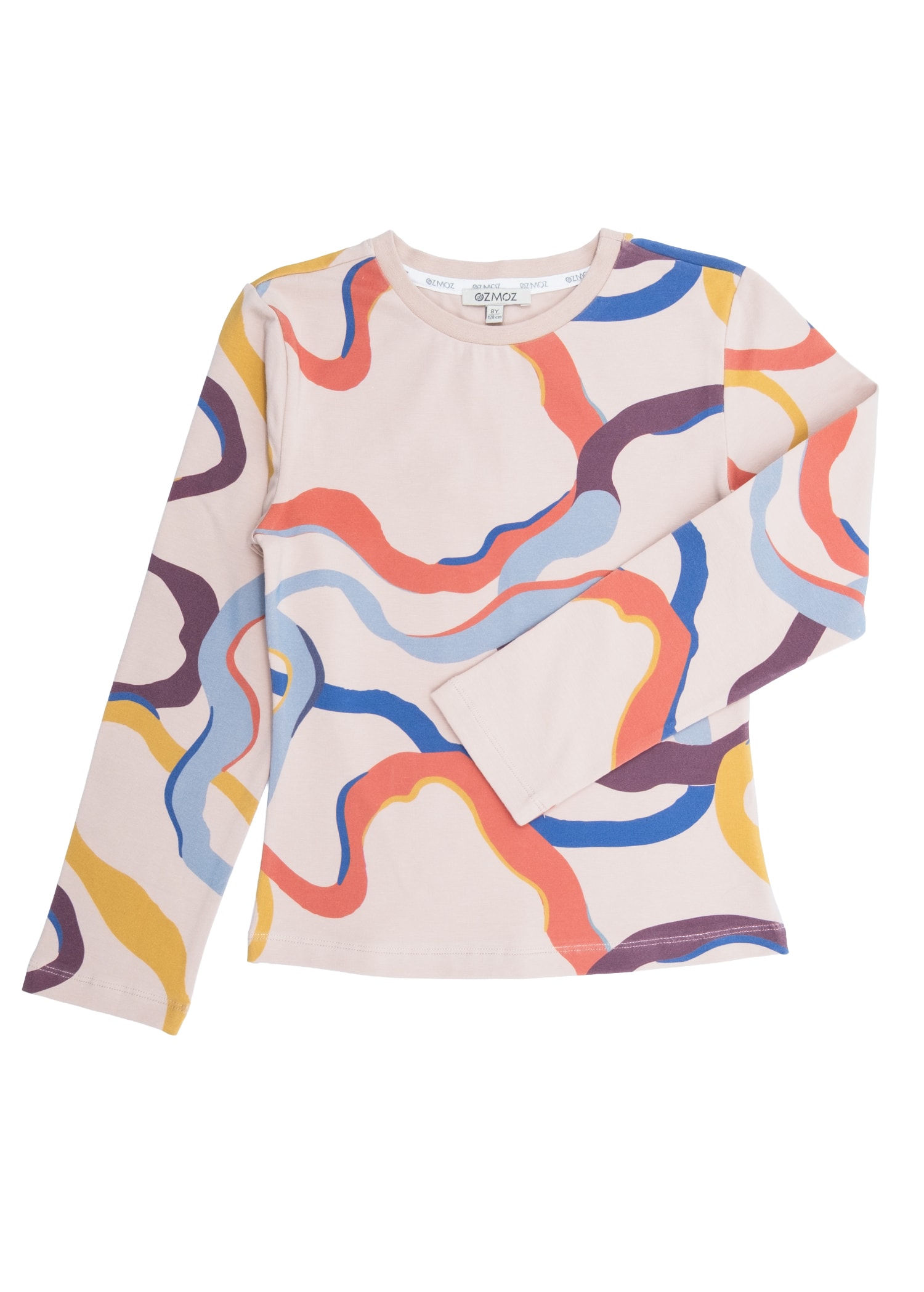 Organik Renk Şerit Baskılı Baharlık Kız Çocuk Sweatshirt