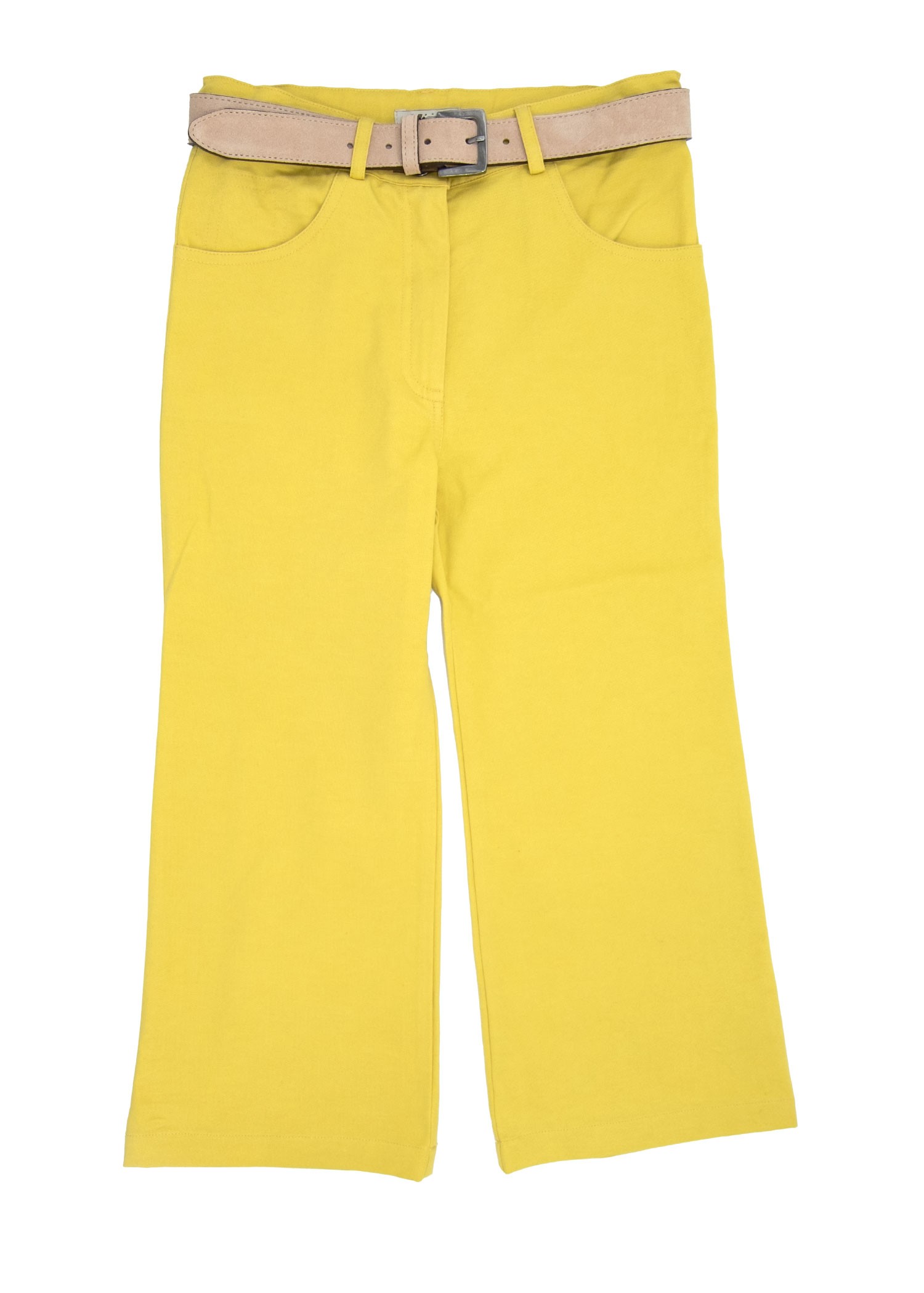 Organic Wide Leg Mustard Color Spring Girls' Trousers