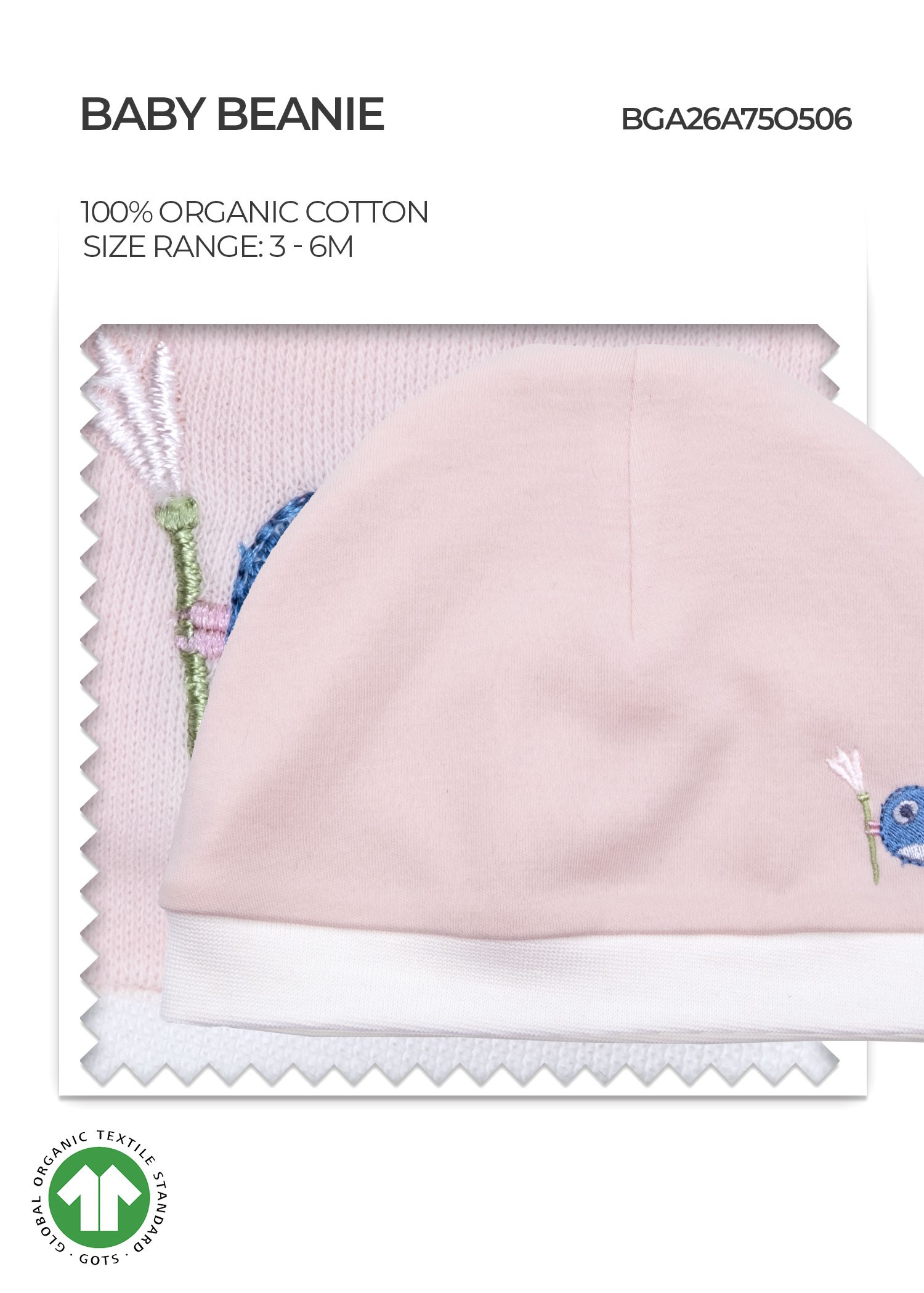 Organic Cloud Pink Baby Girl Beanie