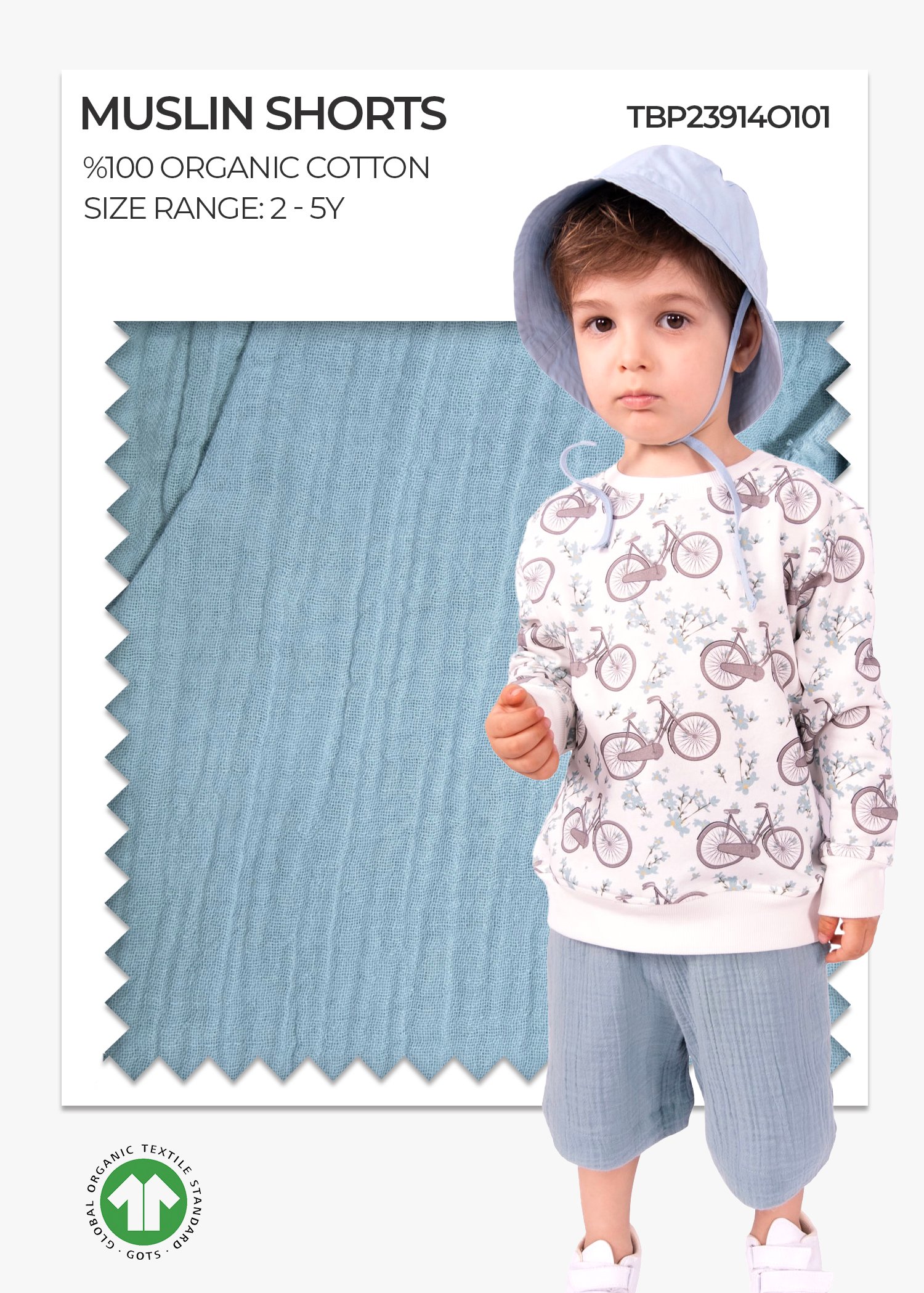 Organic Blue Summer Tiny Boys' Shorts