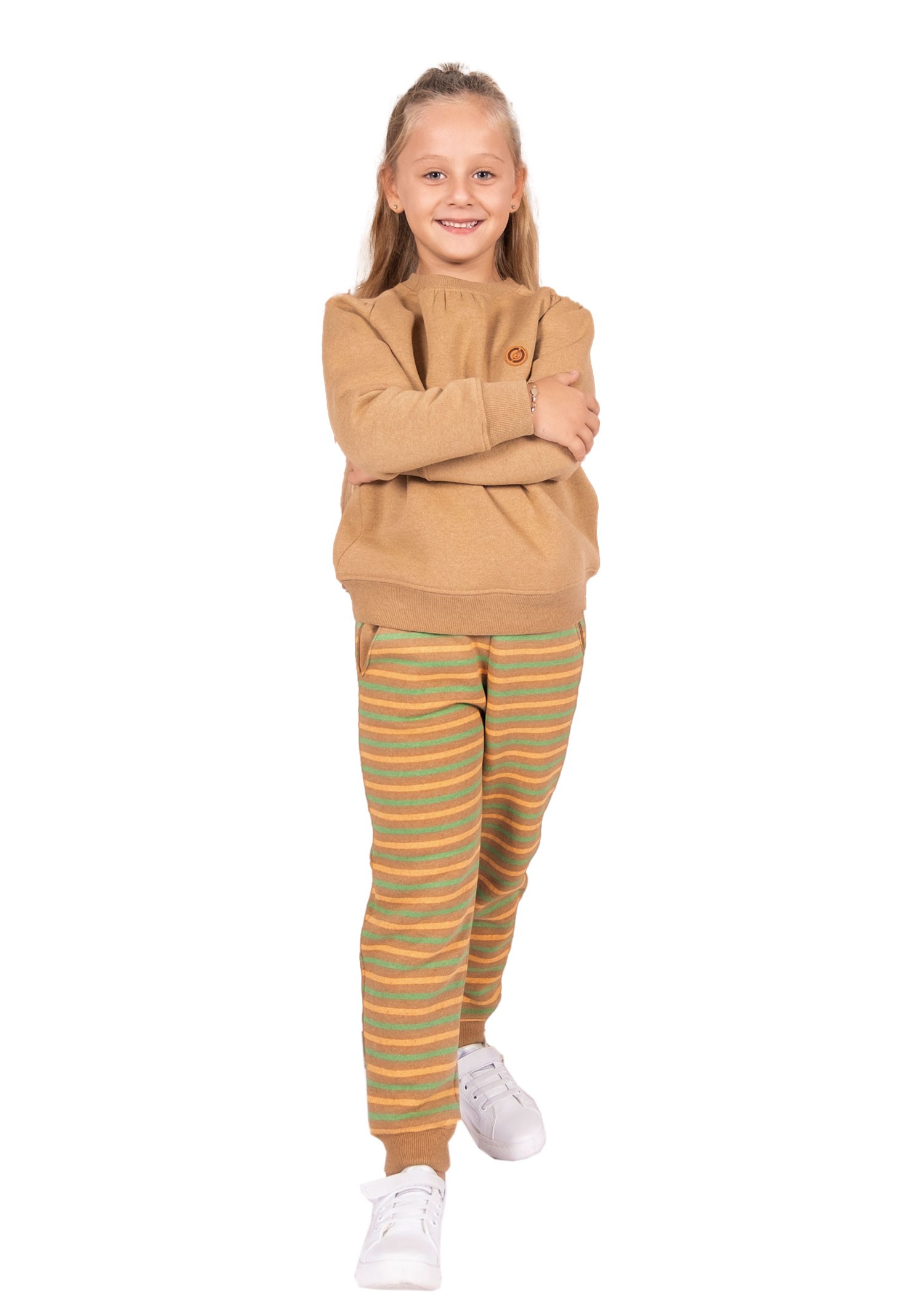 Reborn Rose Gold Striped Winter Girls' Sweatpants