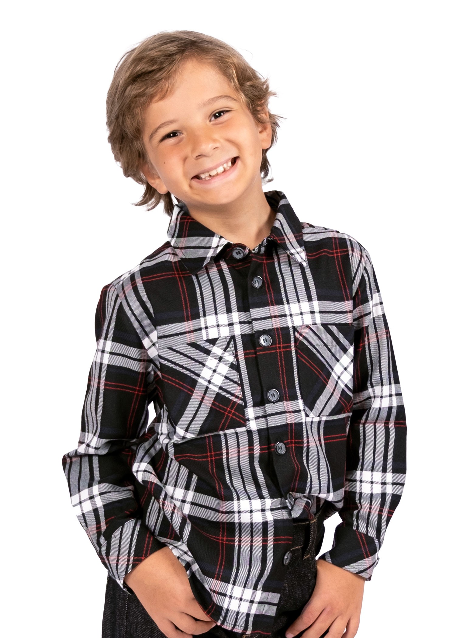 Cotton Lumberjack Winter Boy's Shirt Black