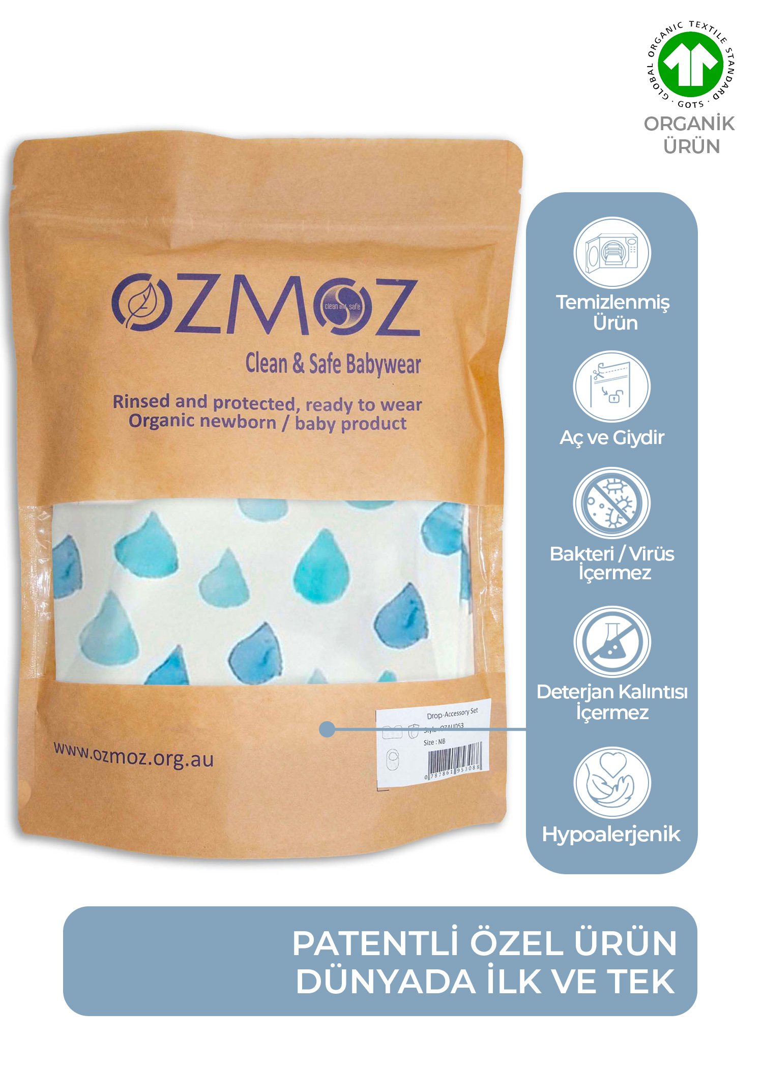 Clean&Safe Organik Steril Temizlenmiş Aksesuar Seti-3 Parça