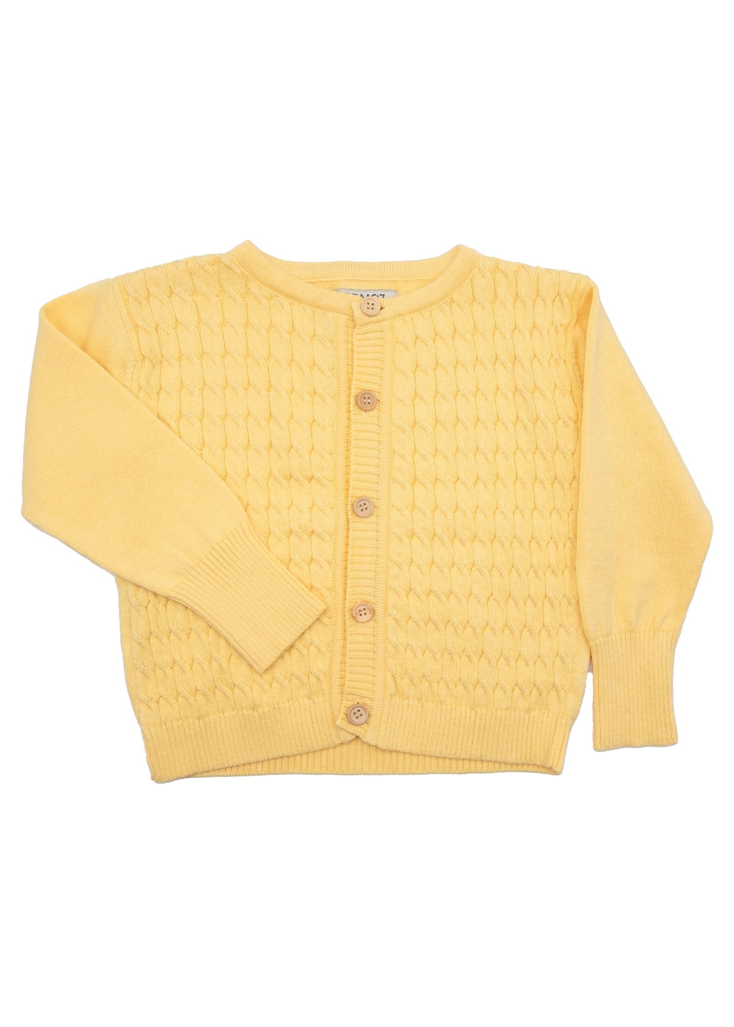 Organic Knitwear Knitted Long Sleeve Yellow Spring Coat Little Boy Cardigan