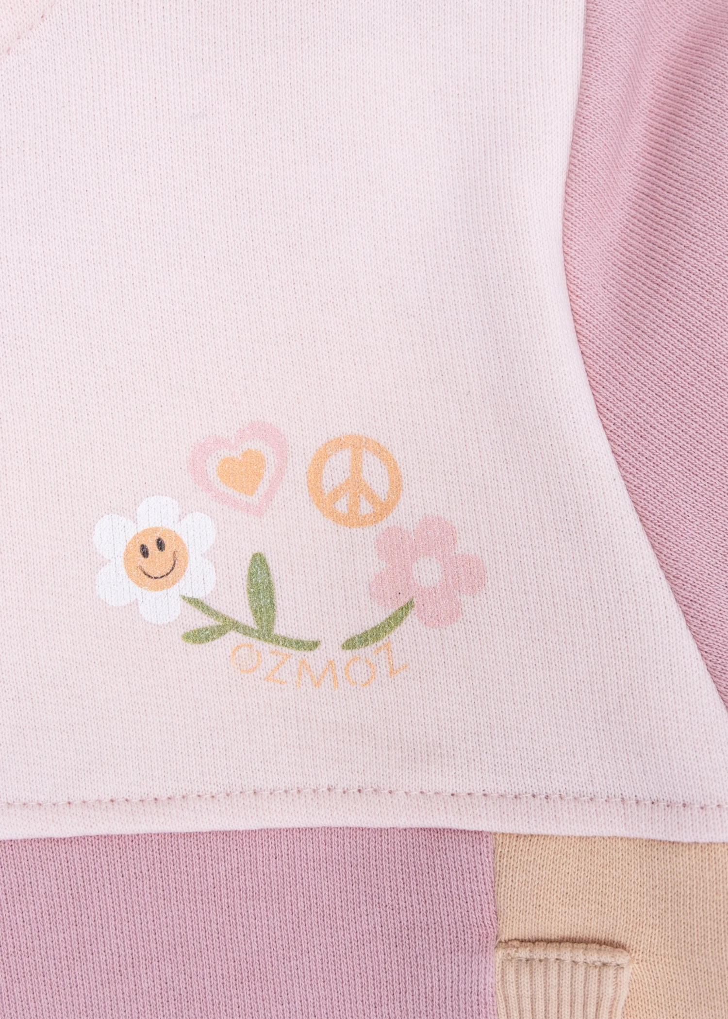 Organik Kapüşonlu Baskılı Pembe Kışlık Kız Çocuk Ceket