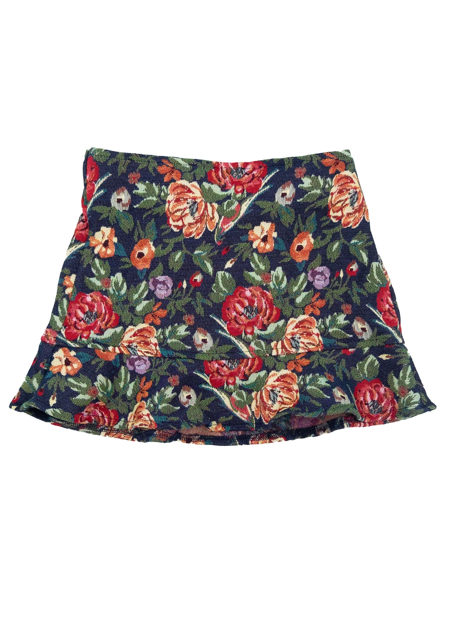 Jacquard Fabric Flower Patterned Winter Girls Skirt