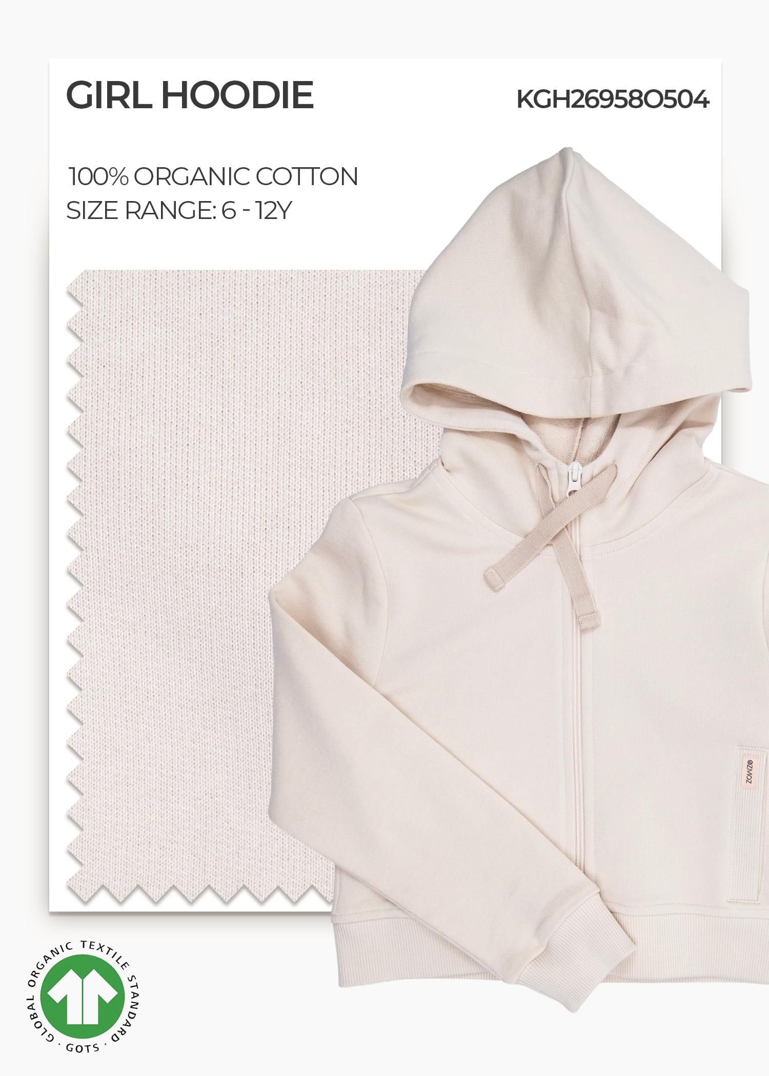 Organic Short Bread Girl Hoodie Jacket