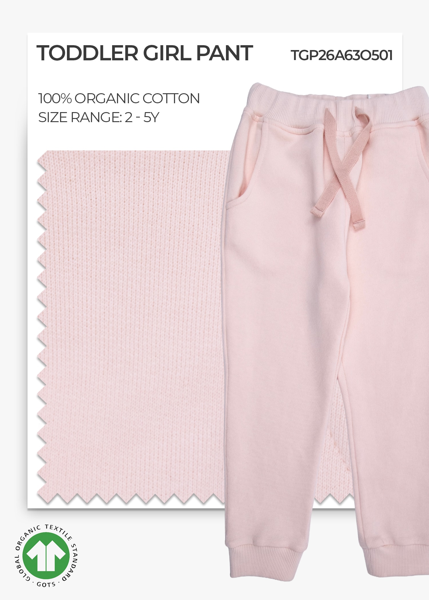 Organic Cloud Pink Toddler Girl Pant