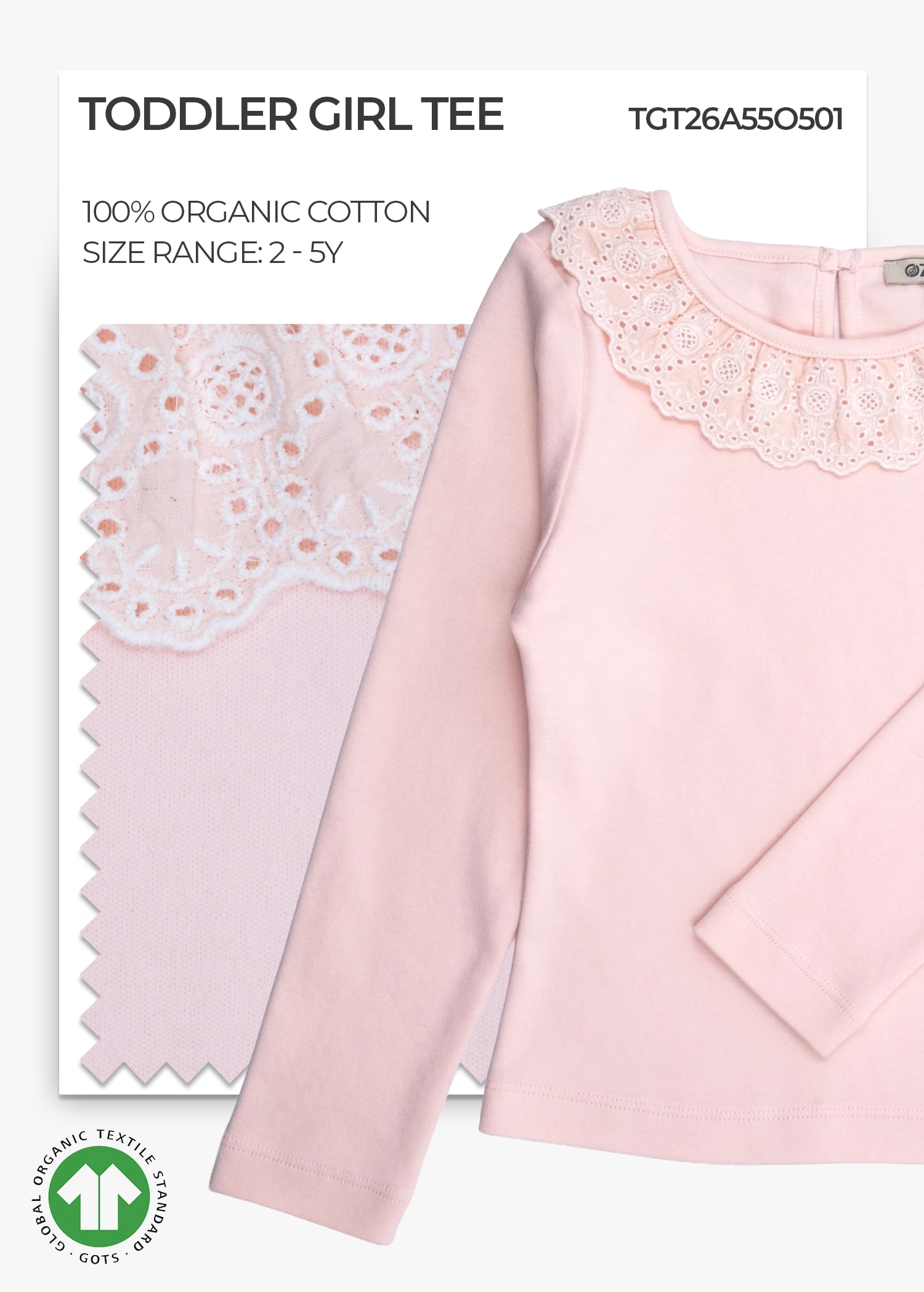 Organic Cloud Pink Toddler Girl Tee