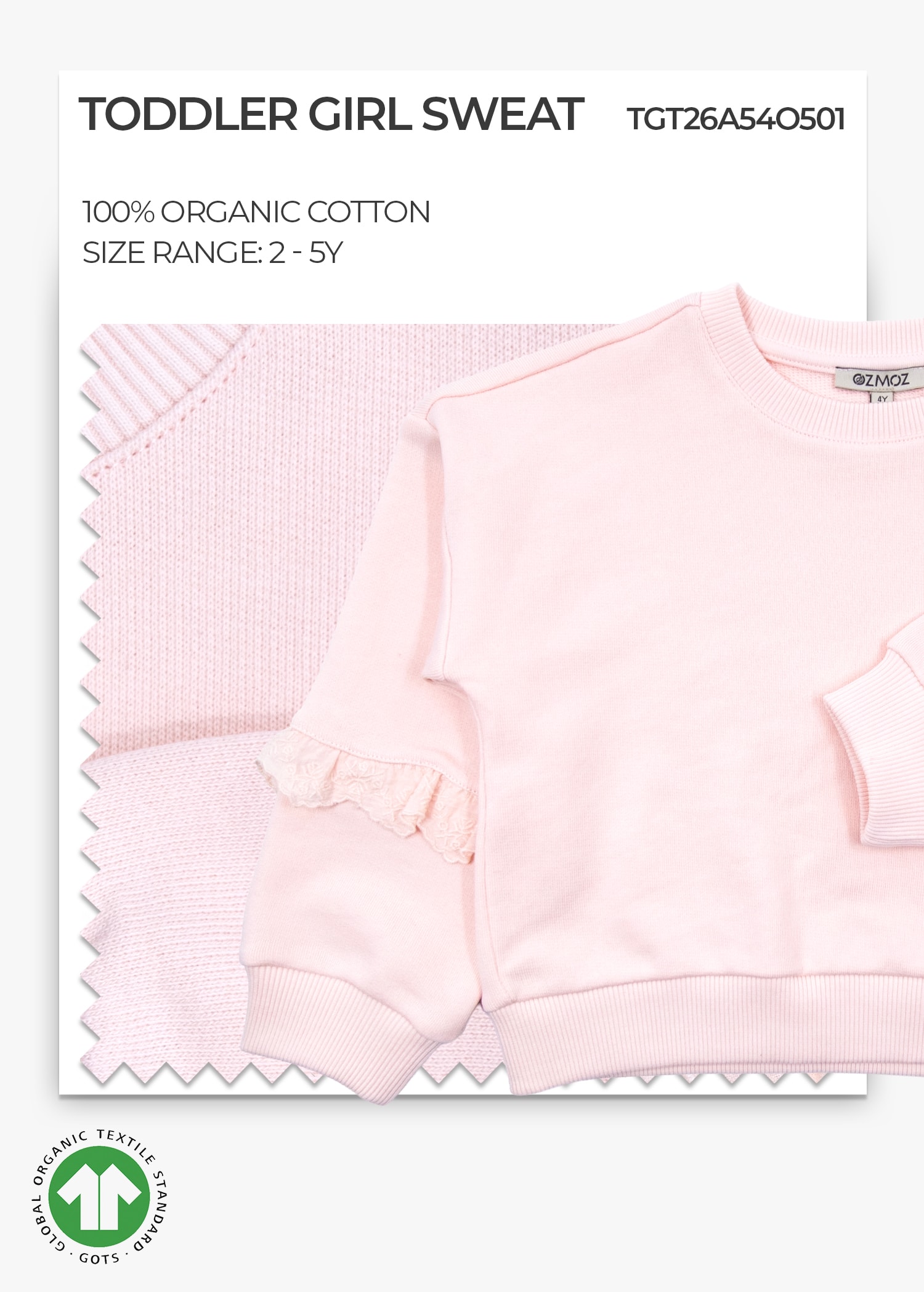 Organic Cloud Pink Toddler Girl Sweat