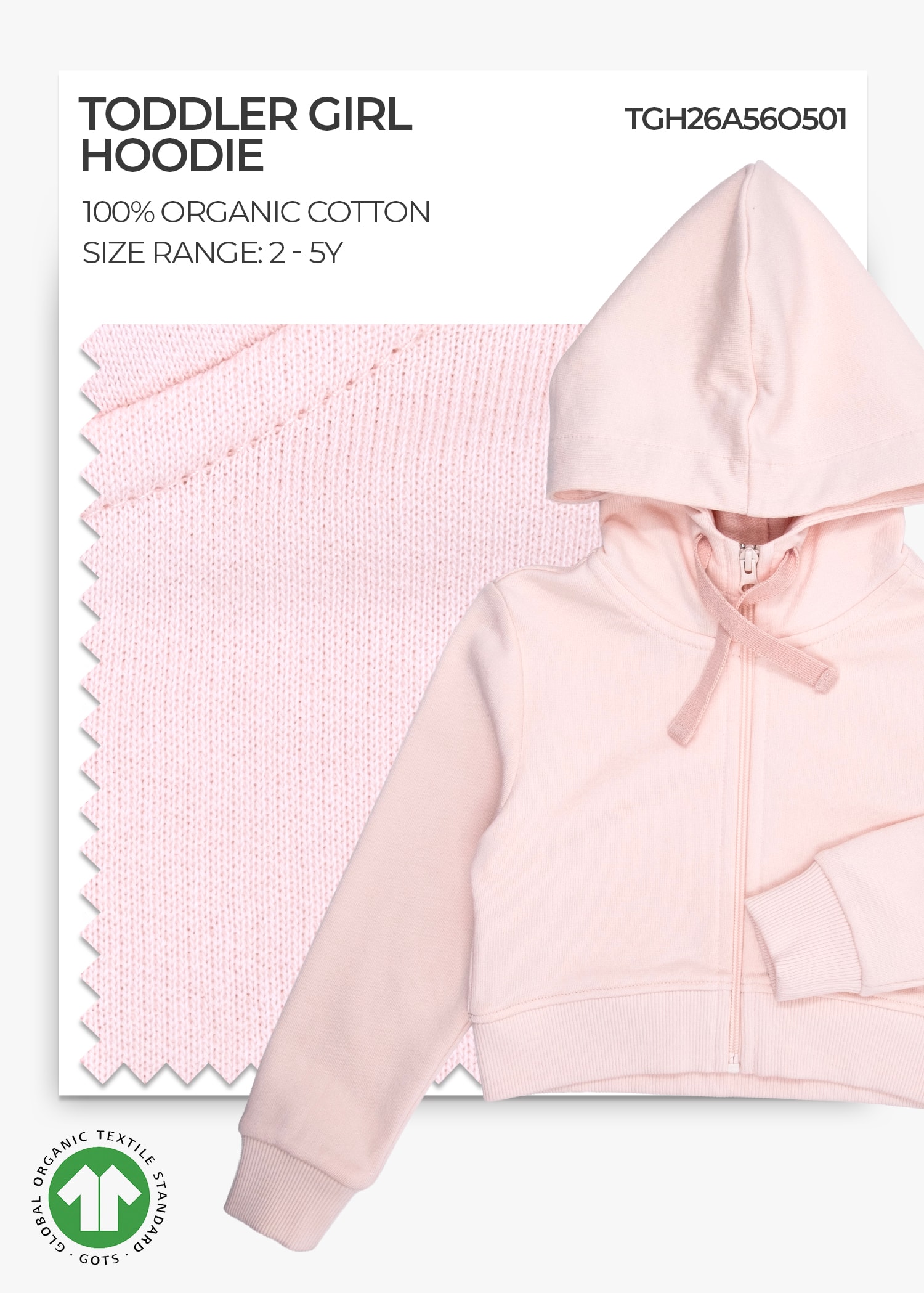 Organic Cloud Pink Toddler Girl Hoodie