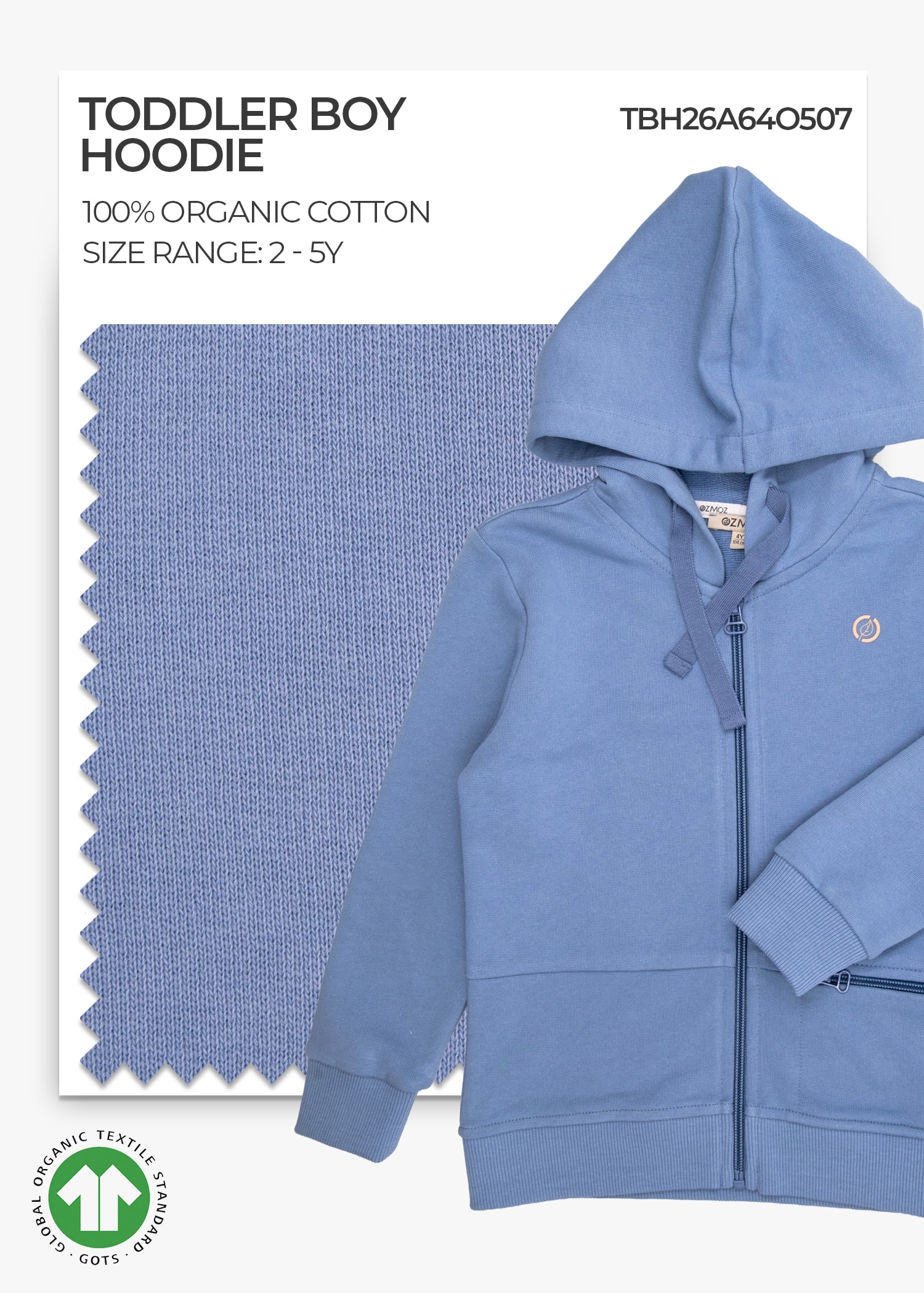 Organic Ashleigh Blue Toddler Boy Hoodie