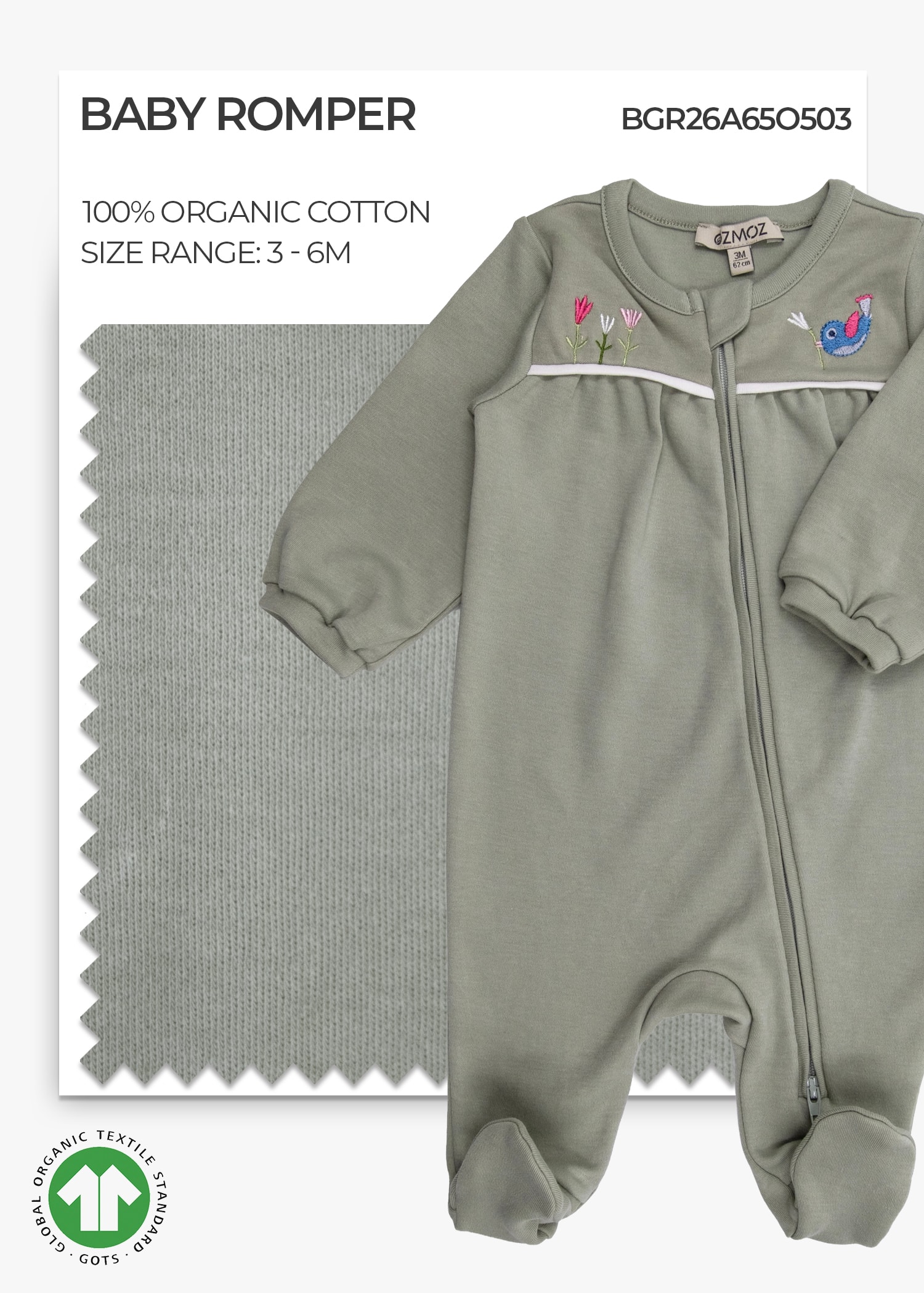 Organic Pale Mauve Baby Girl Romper