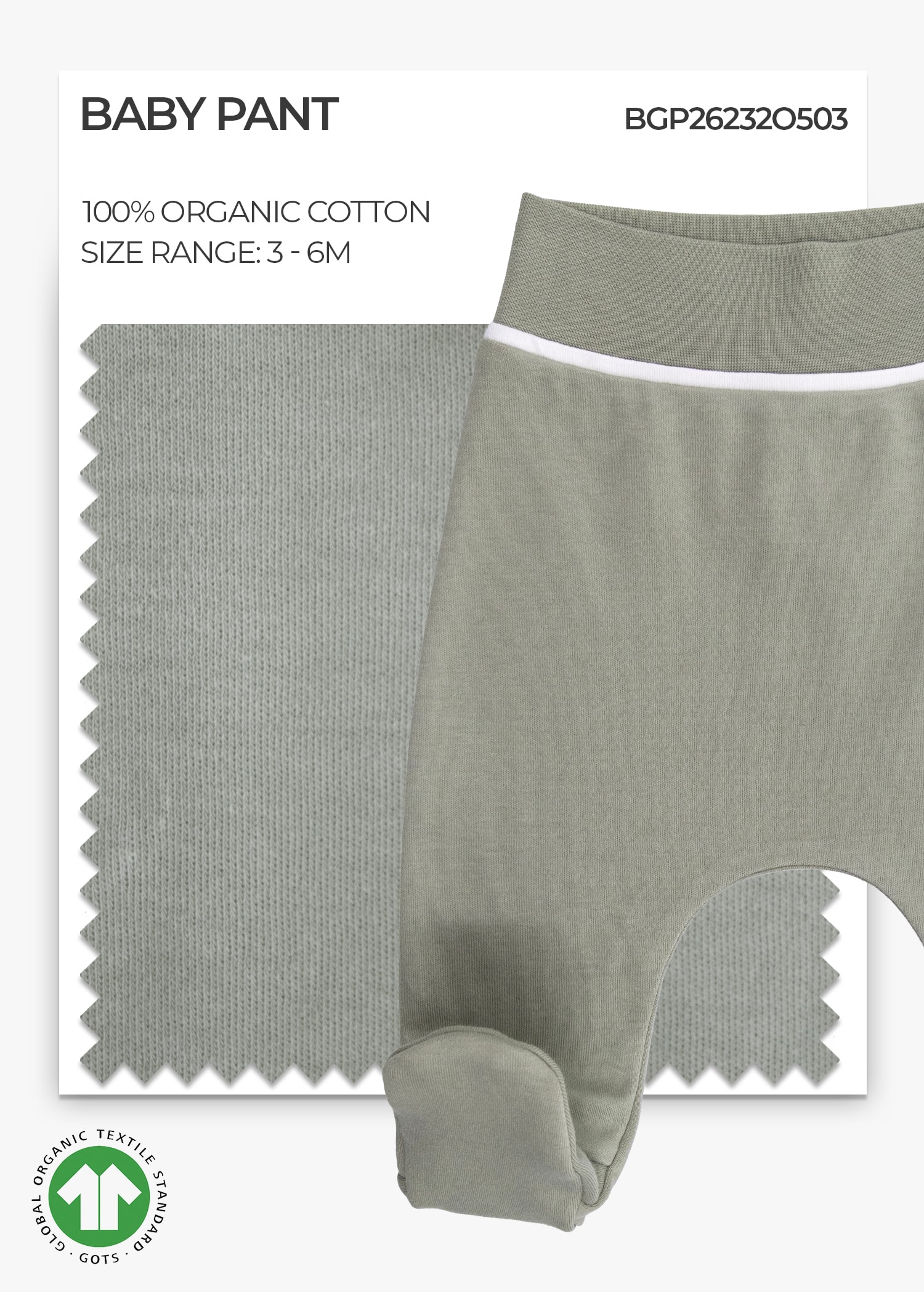 Organic Desert Sage Baby Girl Footie Pants