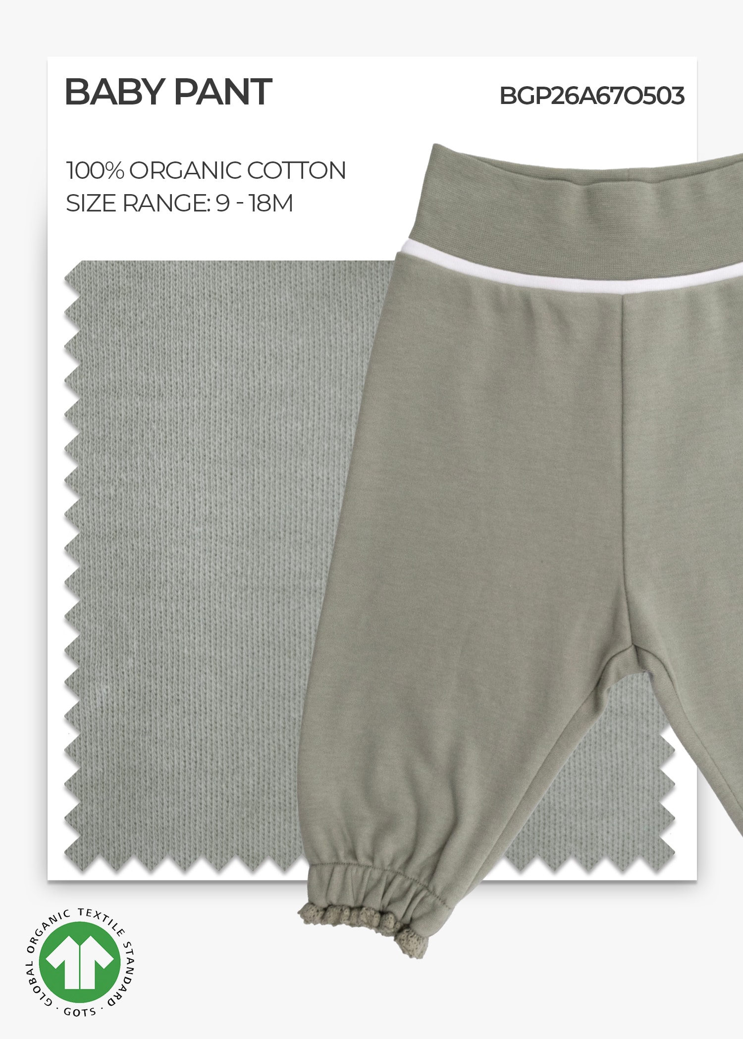 Organic Desert Sage Baby Girl Pants