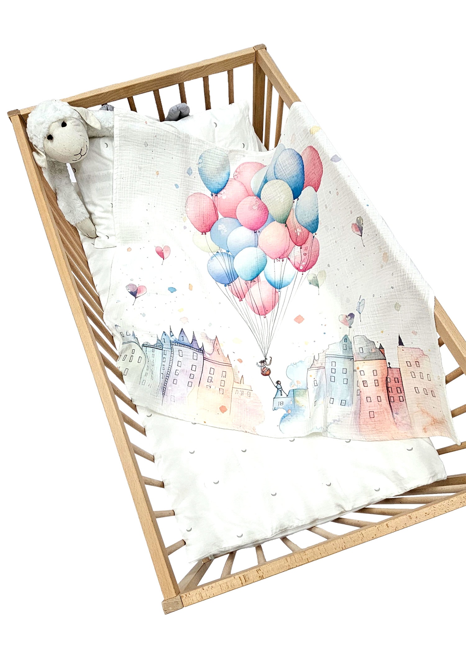 Müslin Kumaş Balon Baskılı Baharlık Bebek Battaniye