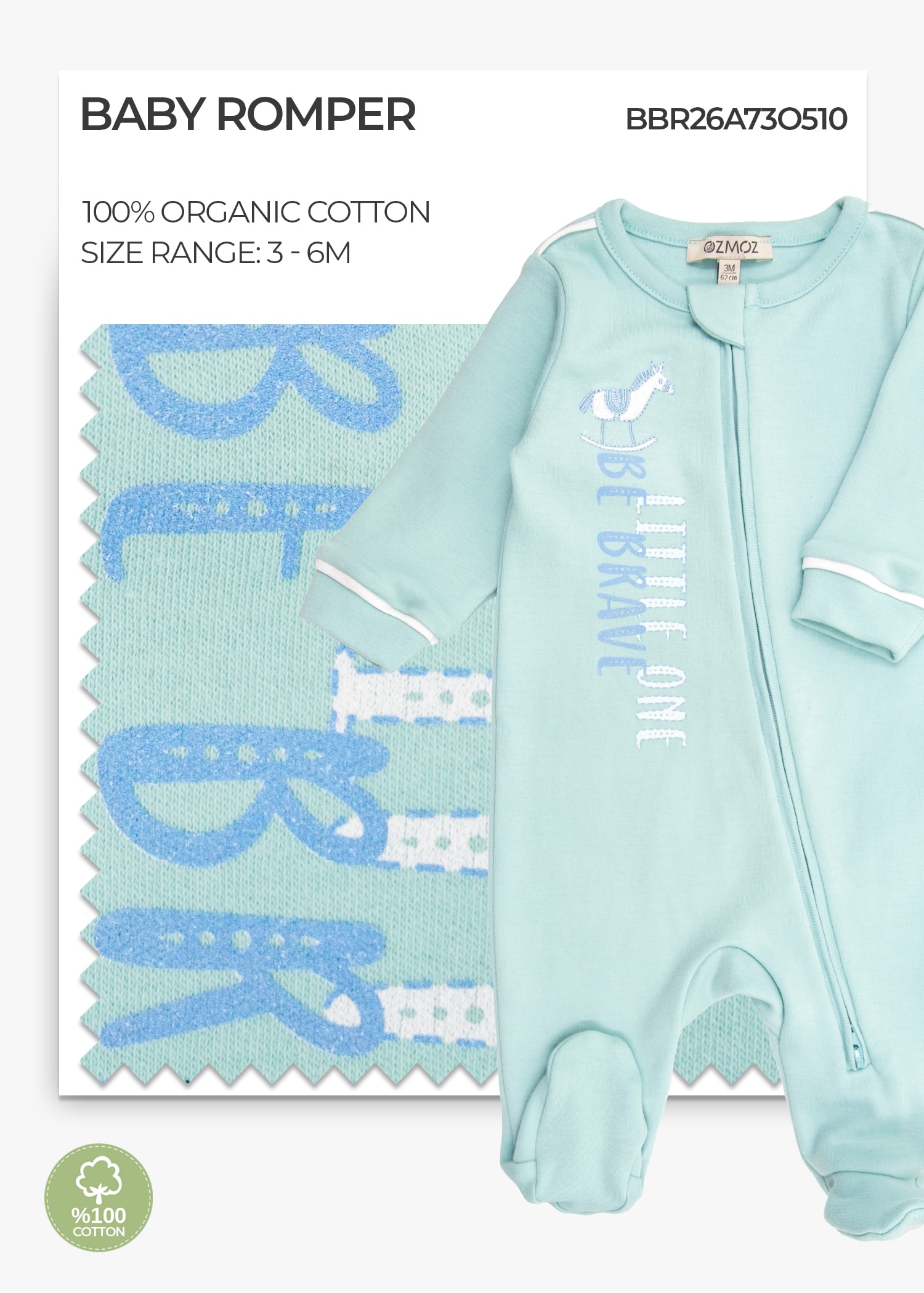 Organic Eggshell Blue Baby Boy Romper