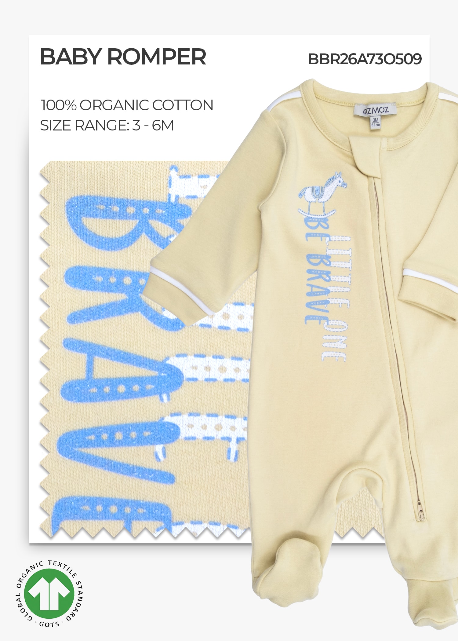 Organic Hay Yellow Baby Boy Romper
