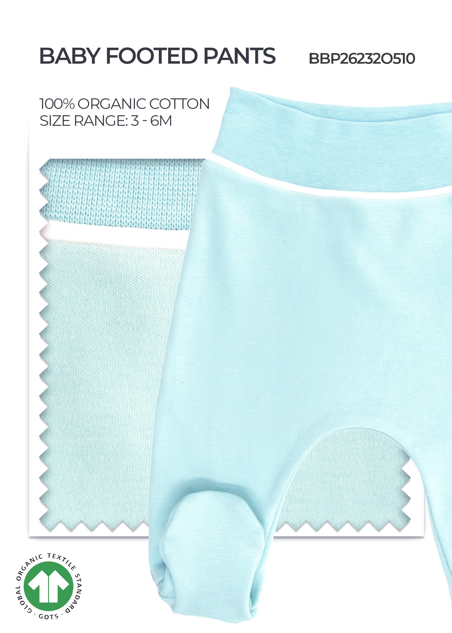 Organic Eggshell Blue Baby Boy Footie Pants