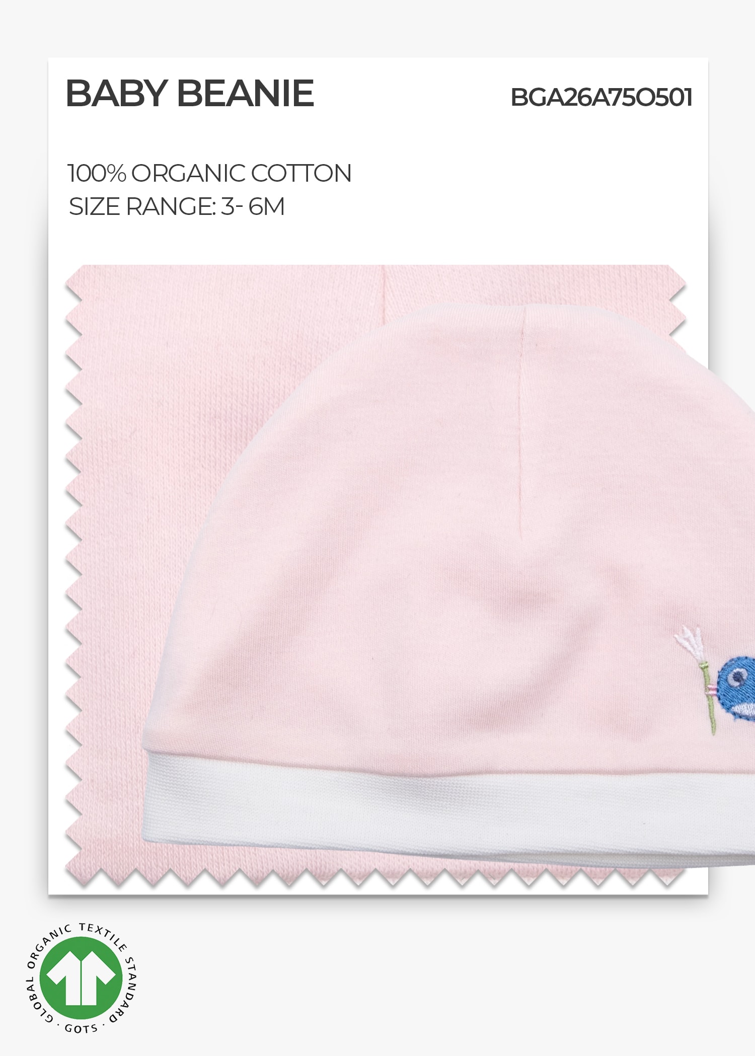 Organic Cloud Pink Baby Girl Beanie