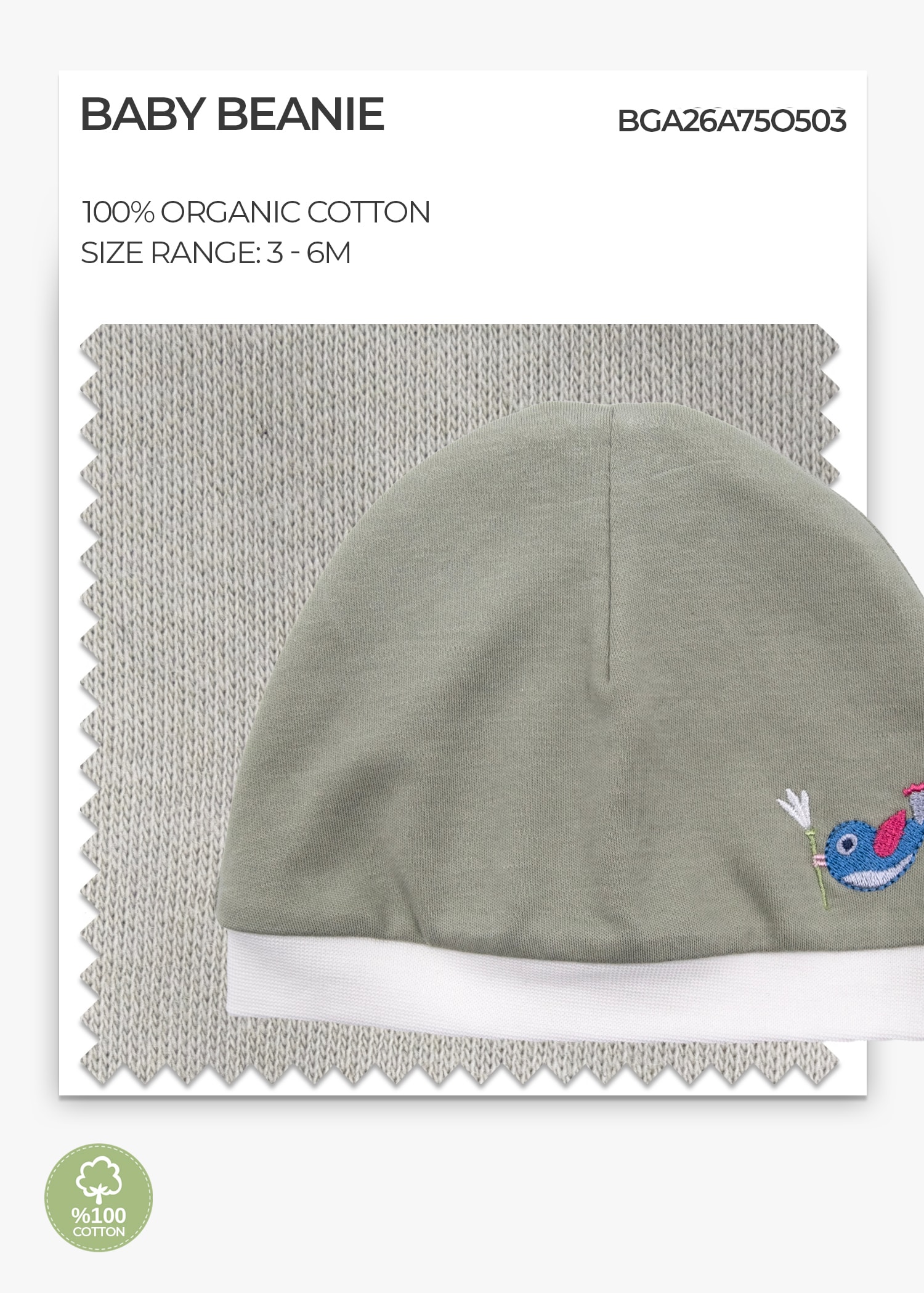 Organic Desert Sage Baby Girl Beanie
