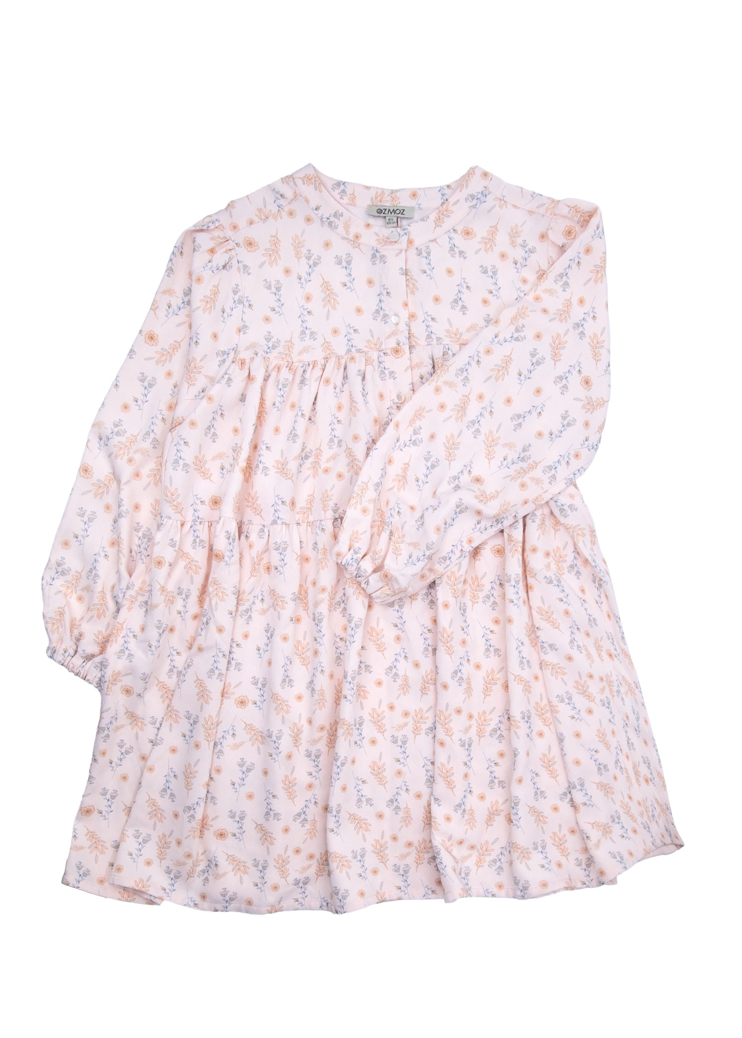 Viscose Cloud Pink Flower Printed Girl Dress