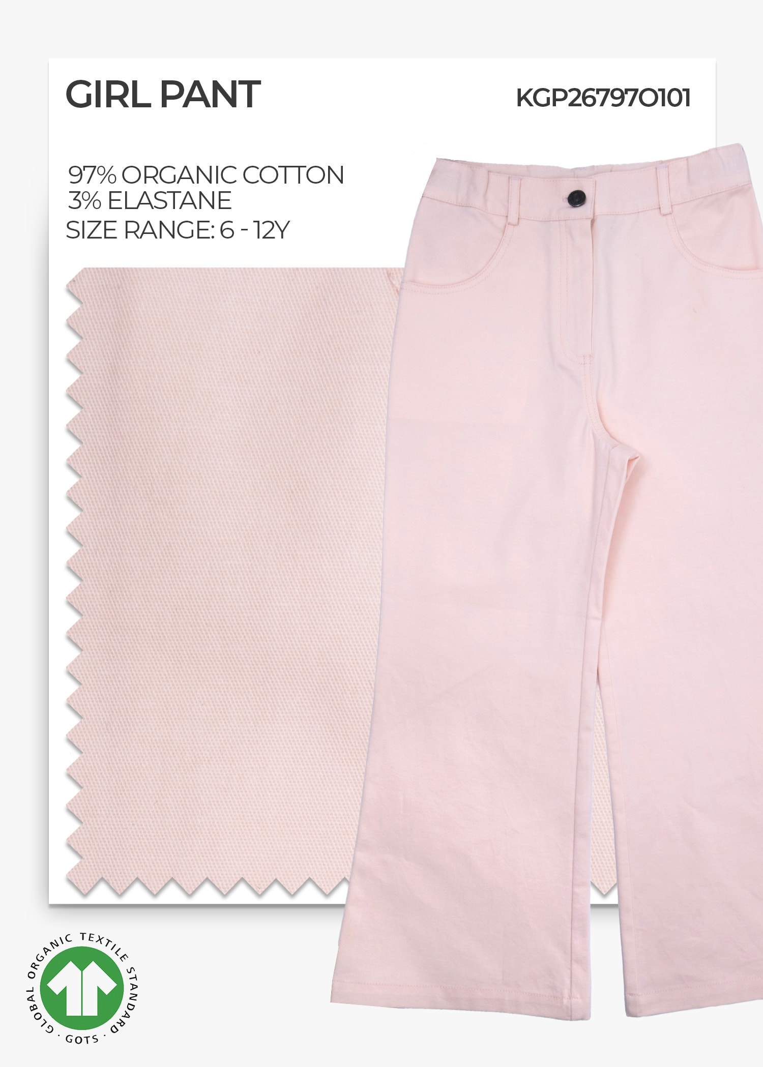 Organik Cloud Pink Girl Pant
