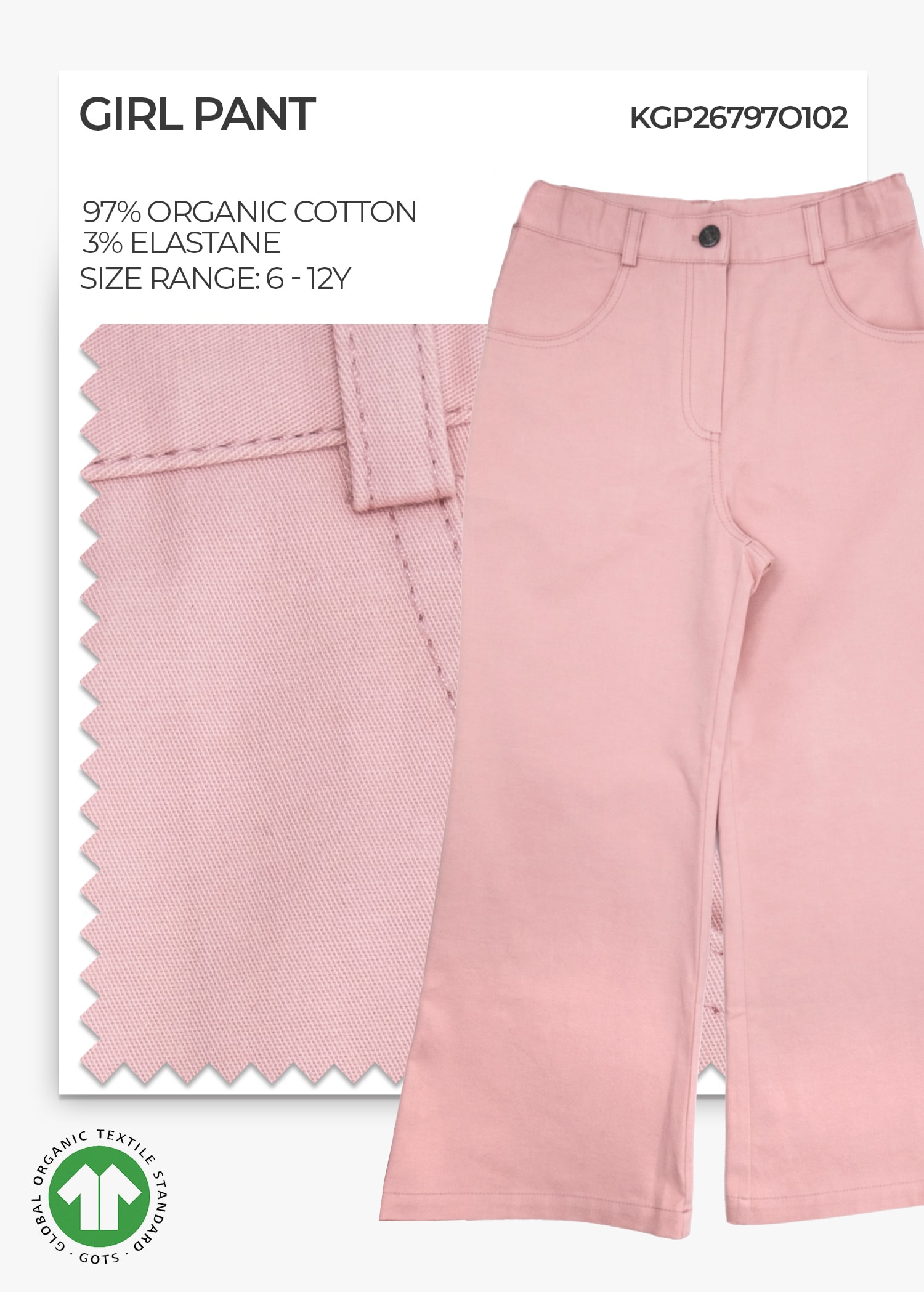 Organik Pale Mauve Girl Pant