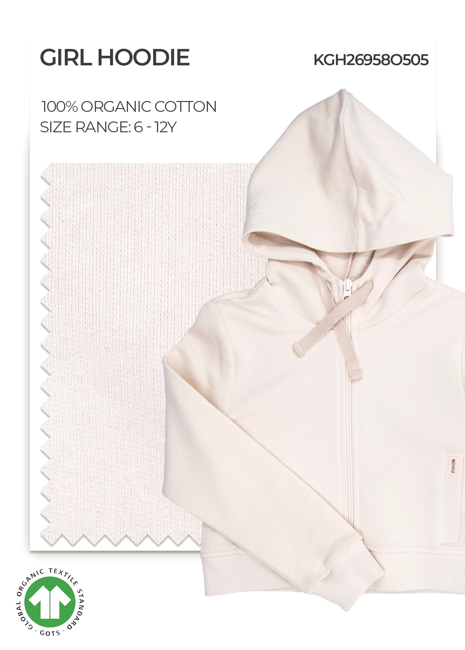 Organic Short Bread Girl Hoodie Jacket