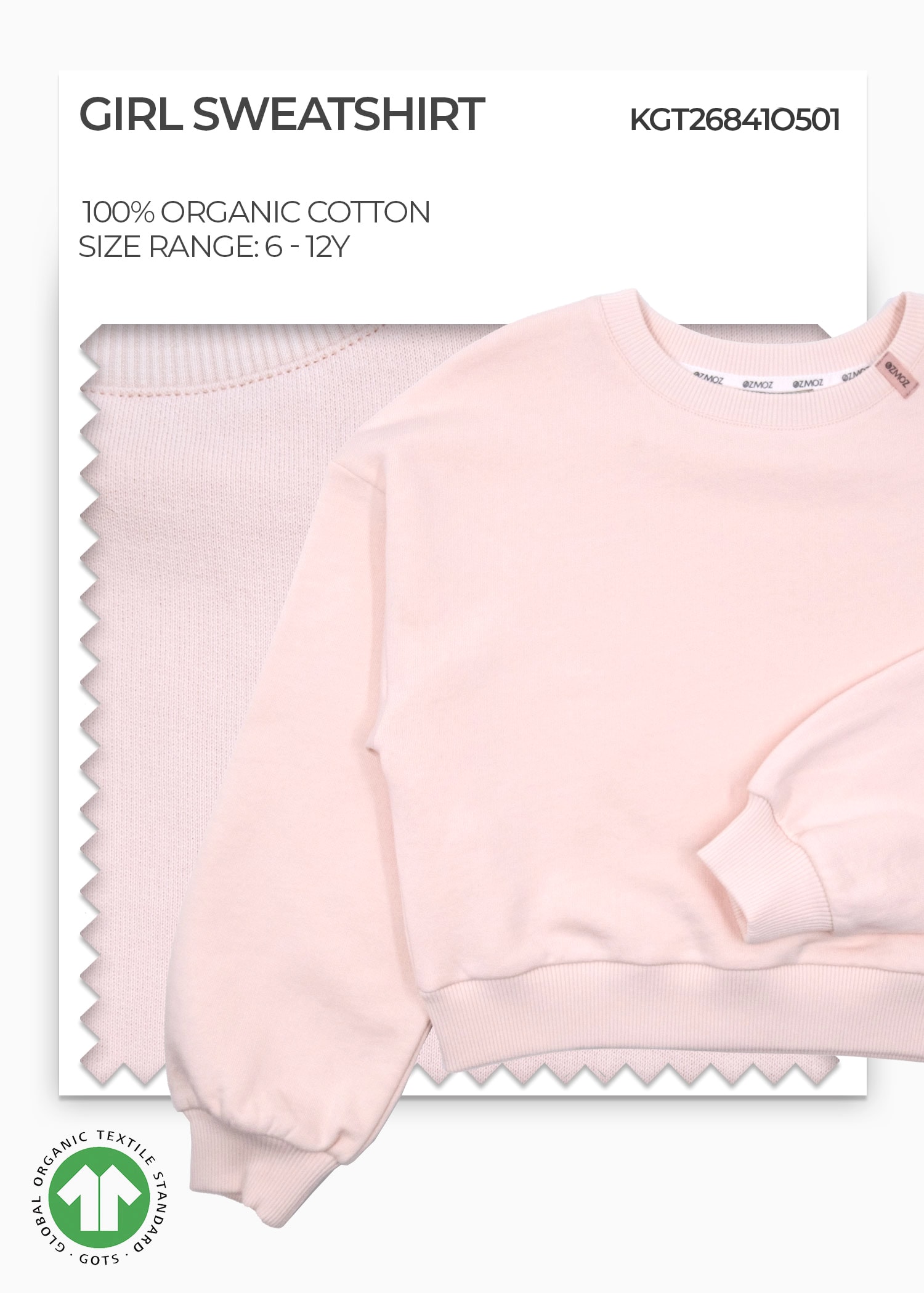 Organic Cloud Pink Girl Sweat