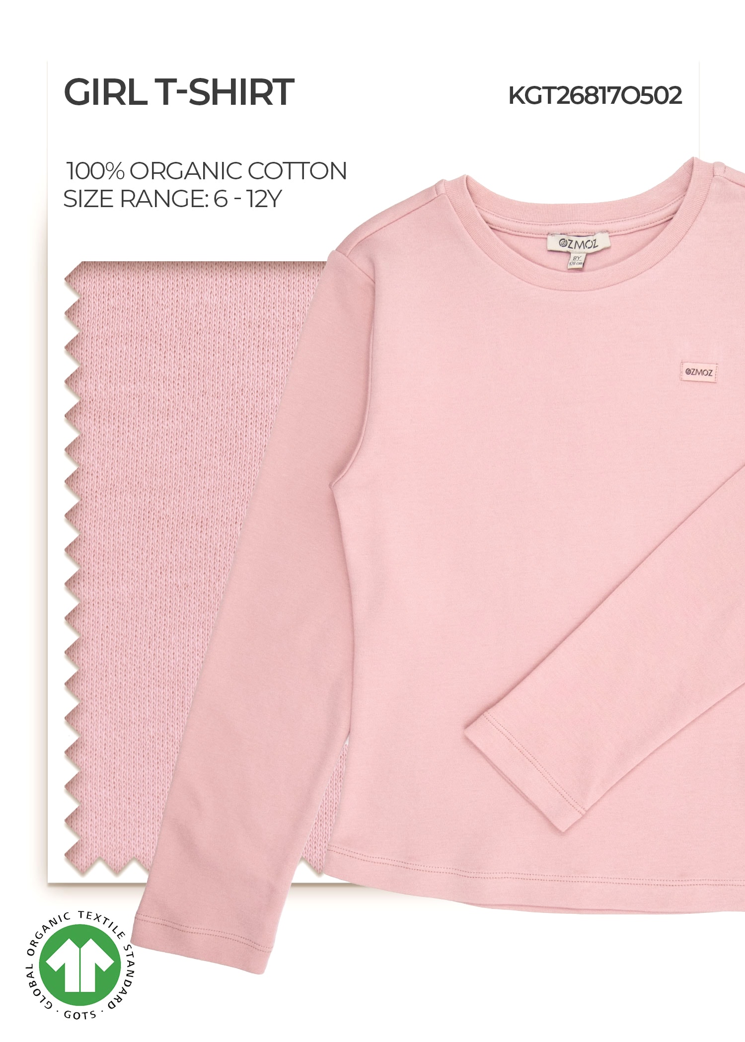 Organic Pale Mauve Girl T-shirt