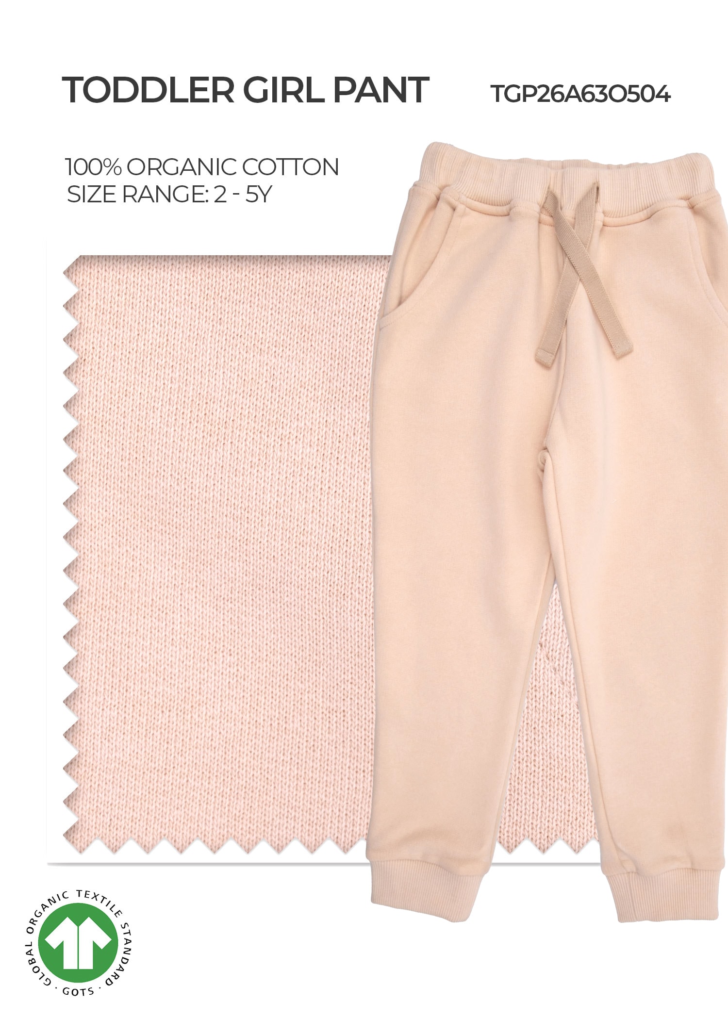 Organic Desert Dust Toddler Girl Pant