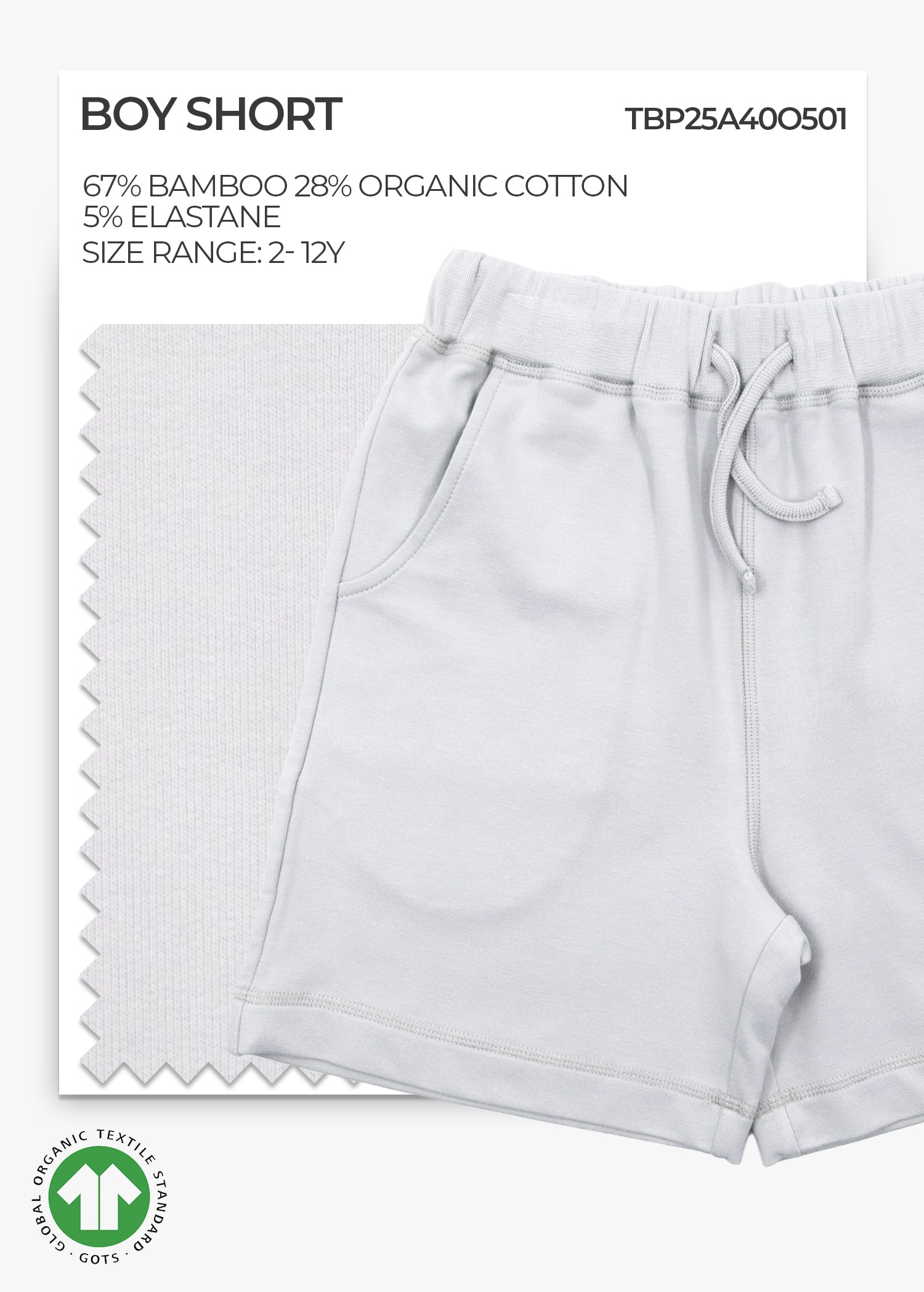 Organic Grey Boy Short