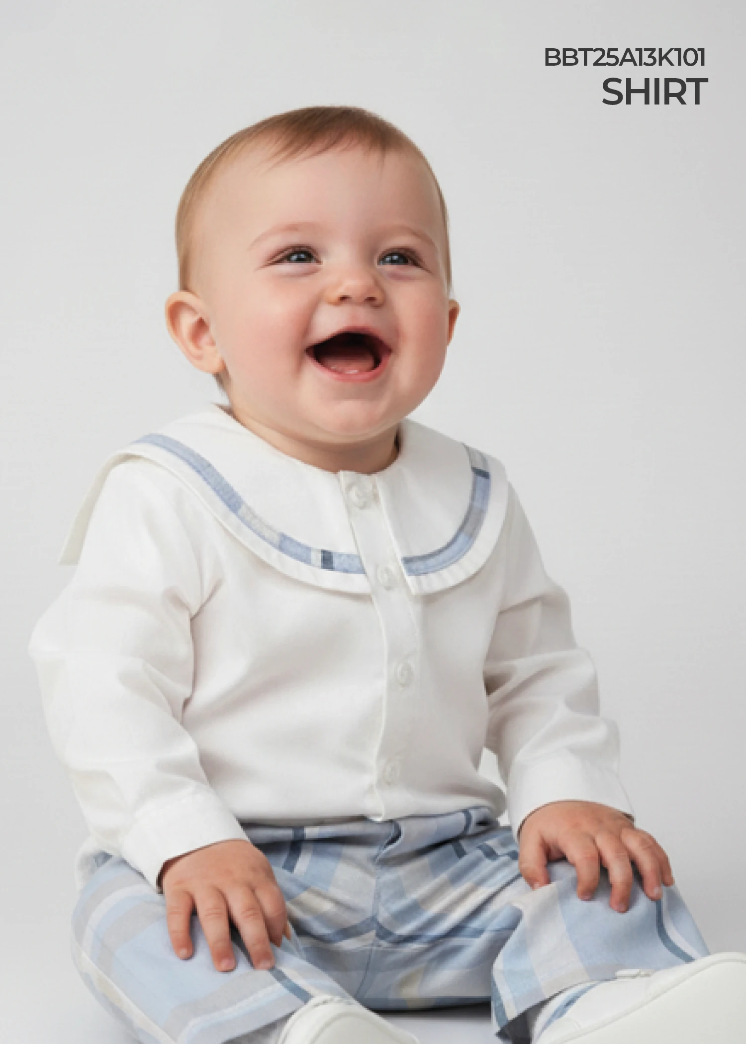 Wide Collar White Woven Baby Boy Shirt