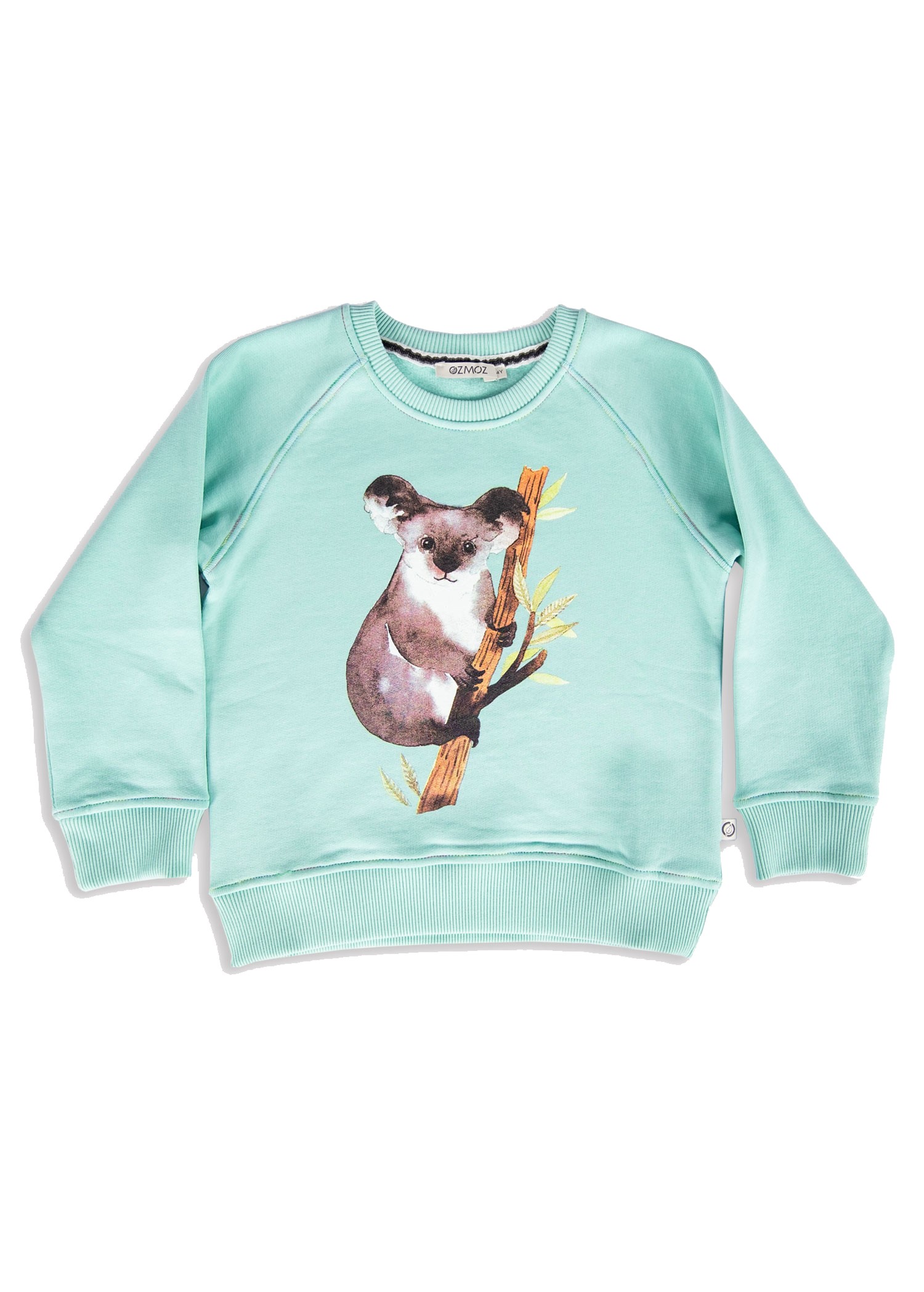 Organik Pamuk Koala Baskılı Yeşil Kışlık Erkek Çocuk Sweatshirt