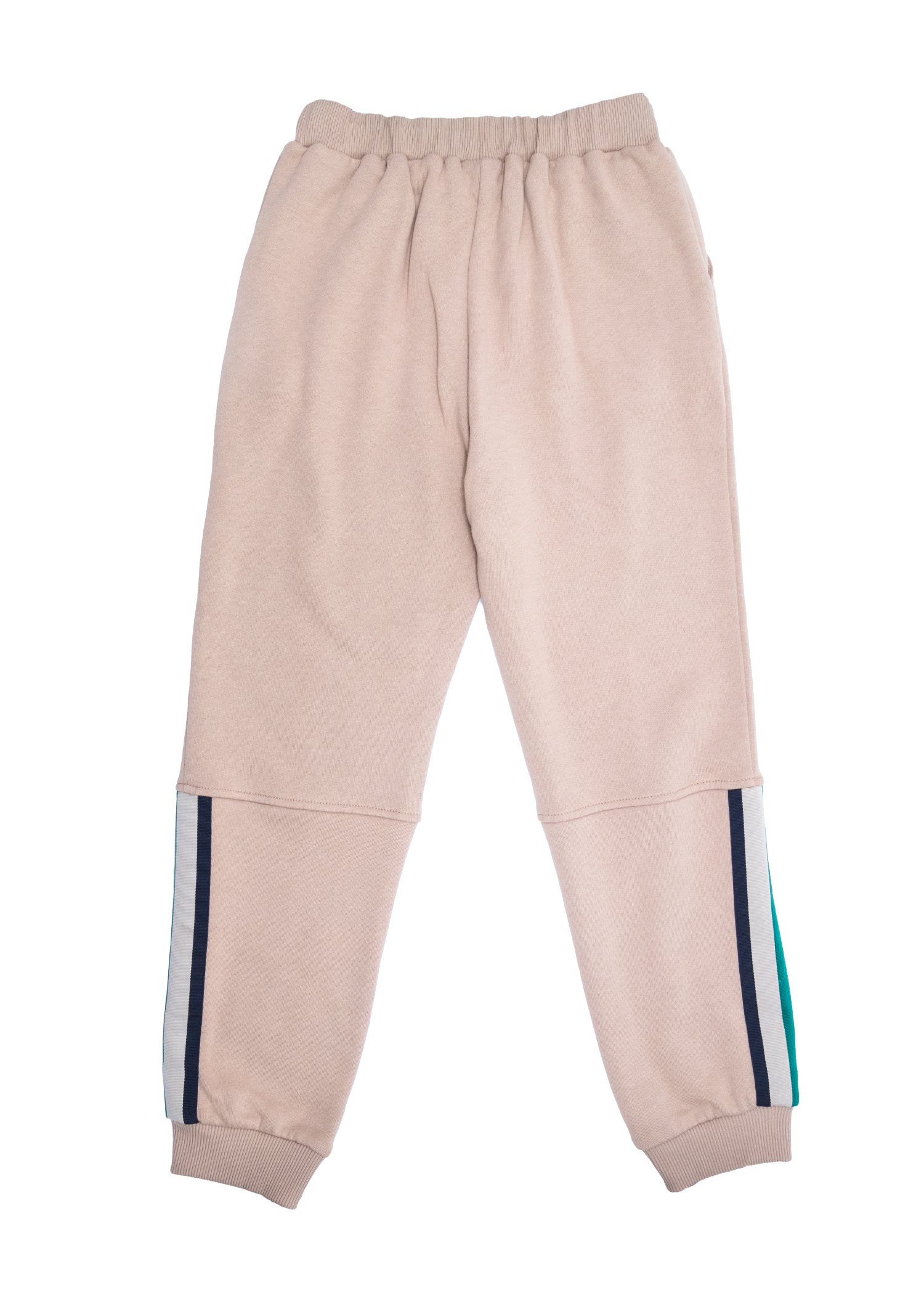 Organic Light Brown Winter Boys' Sweatpants with Side Stripes