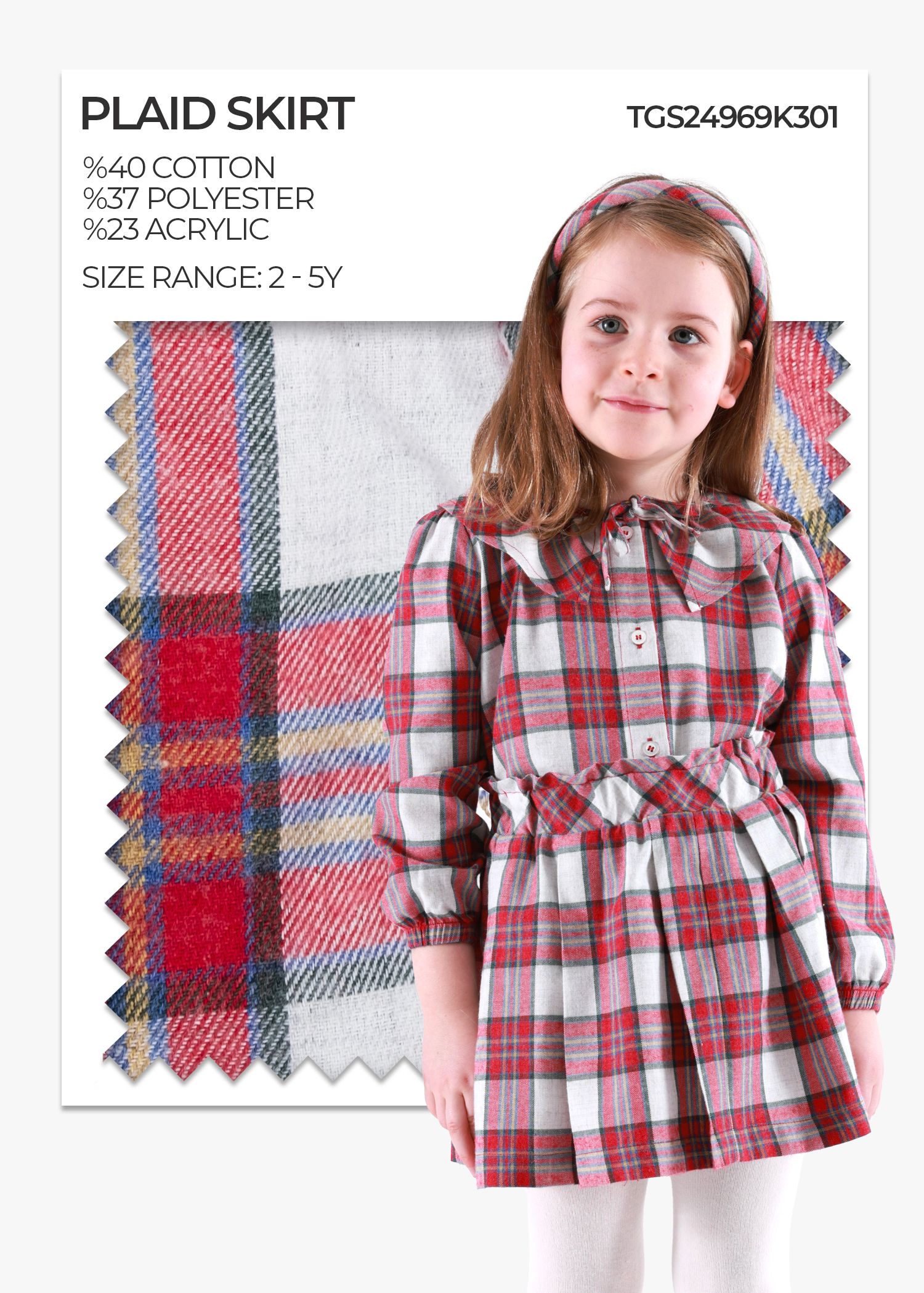 Plaid Red Winter Tiny Girls Skirt