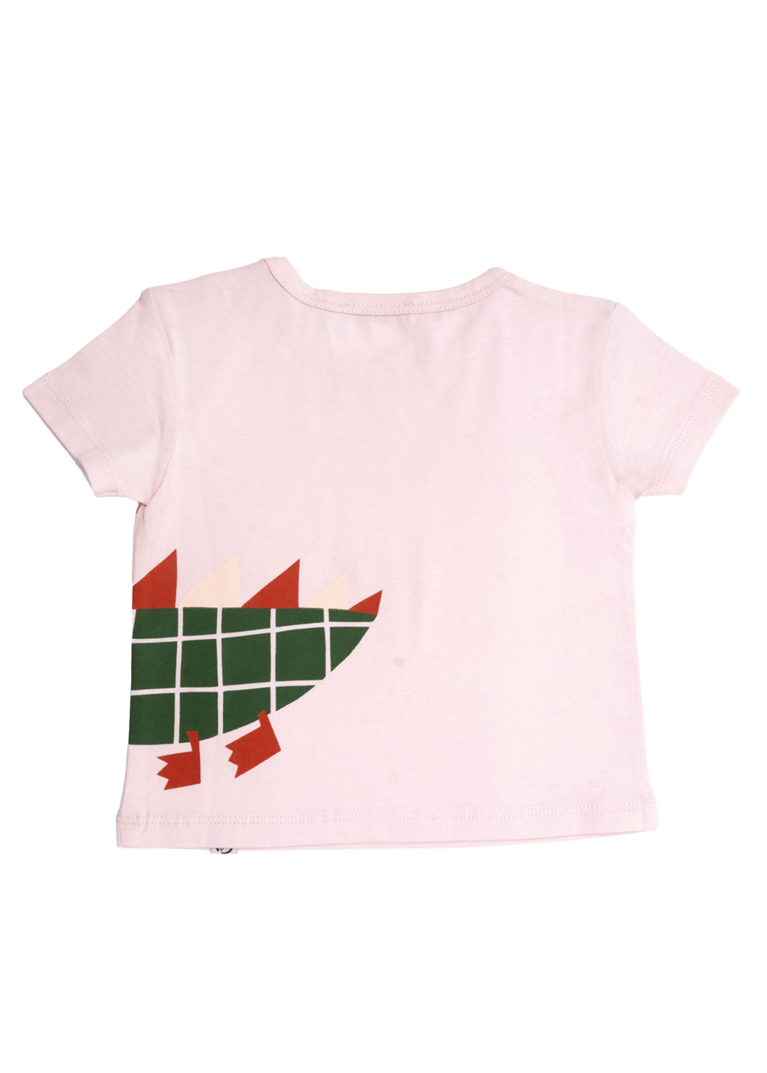 Organik Dino Baskılı Pembe Yazlık Unisex Bebek Tshirt