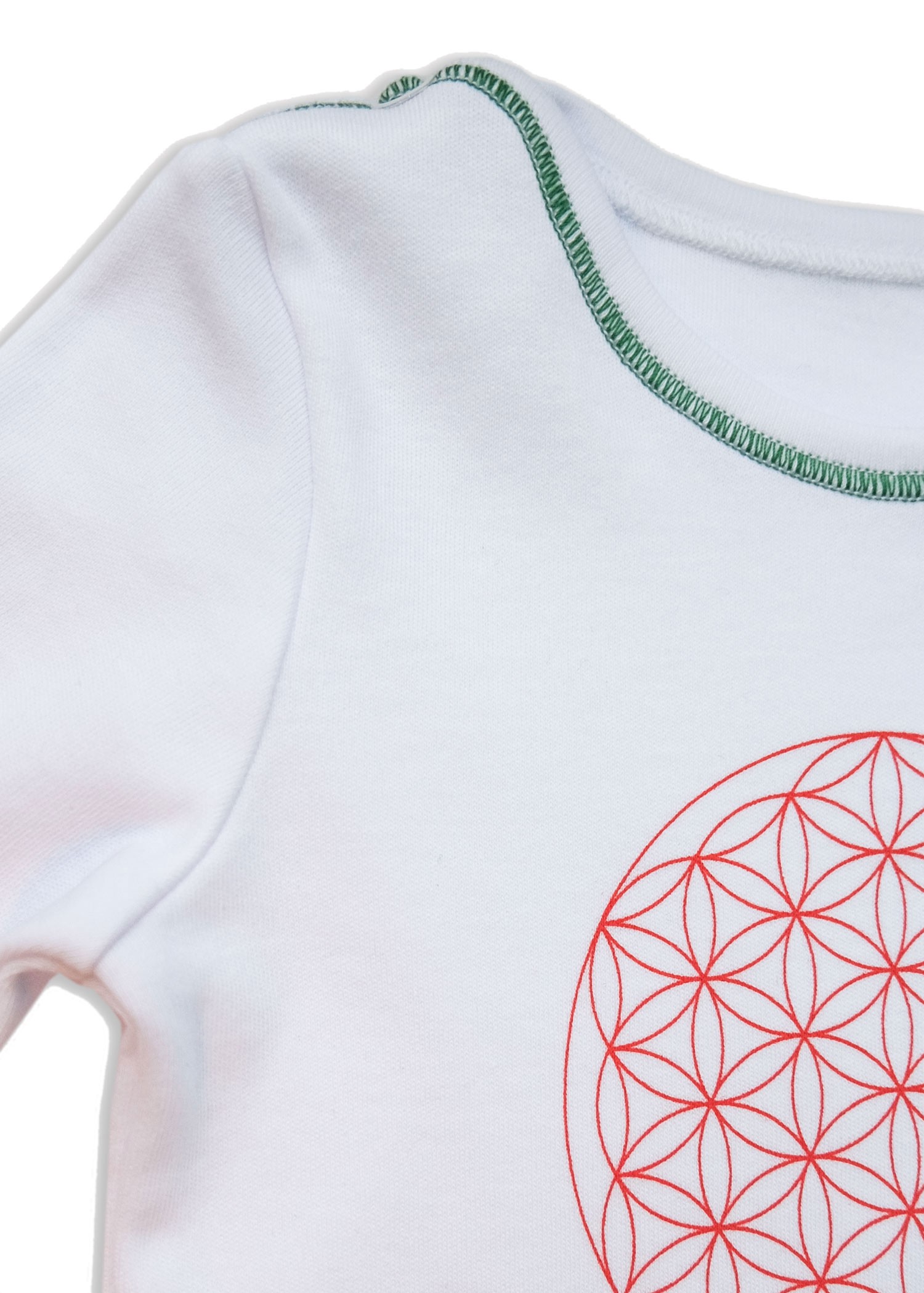 Organic Flower of Life Printed White Baby Bodysuit