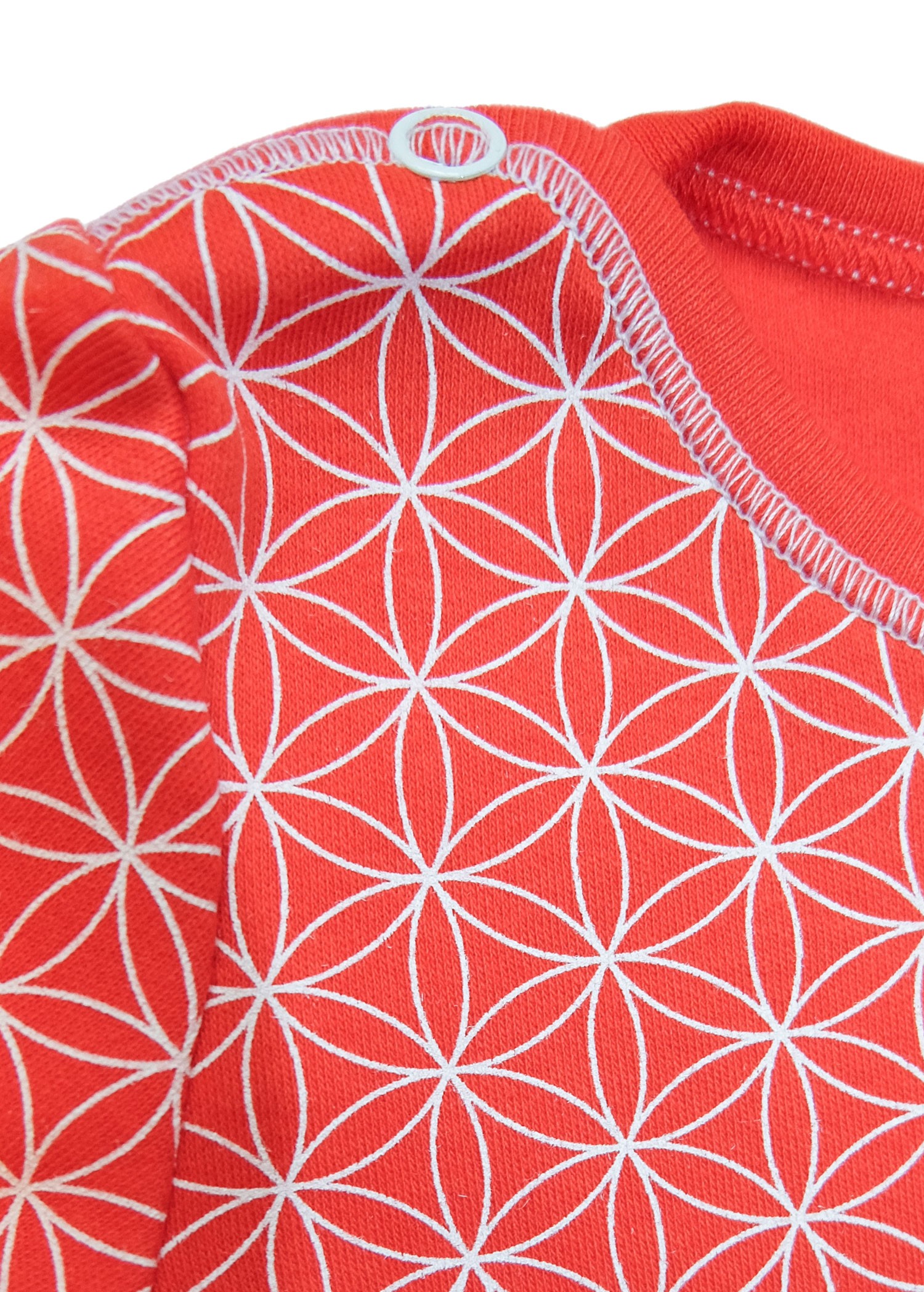 Red Baby Bodysuit with Organic Flower of Life Pattern