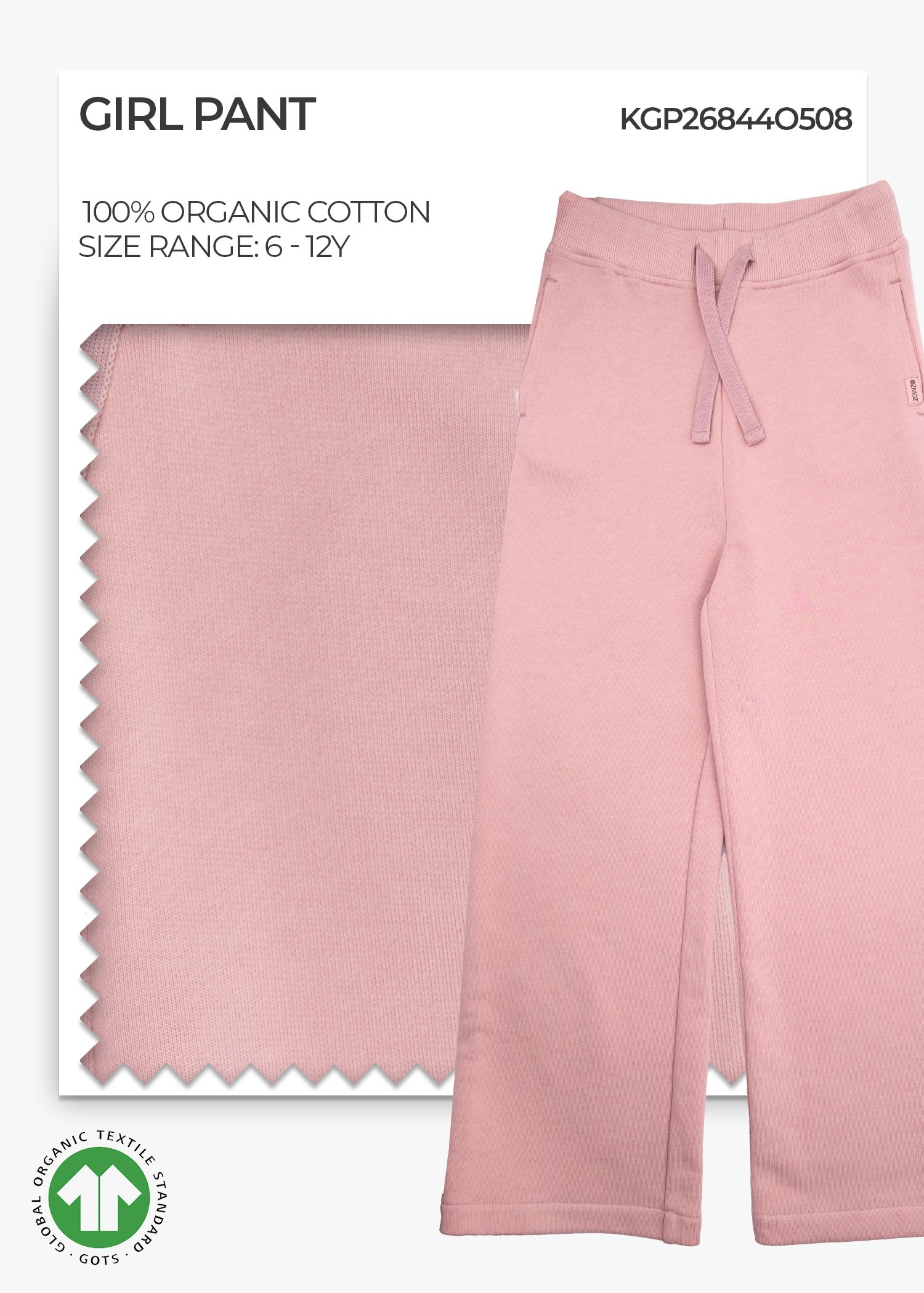 Organic Pale Mauve Girl Pant