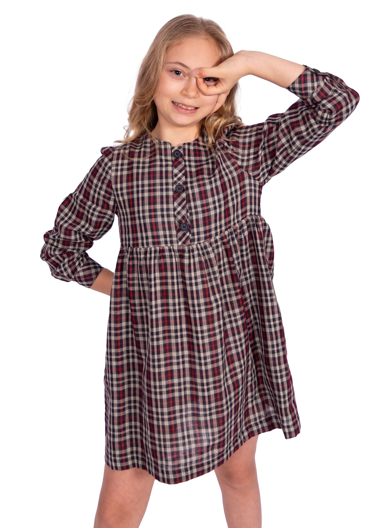 Cotton Muslin Plaid Spring Girl's Dress